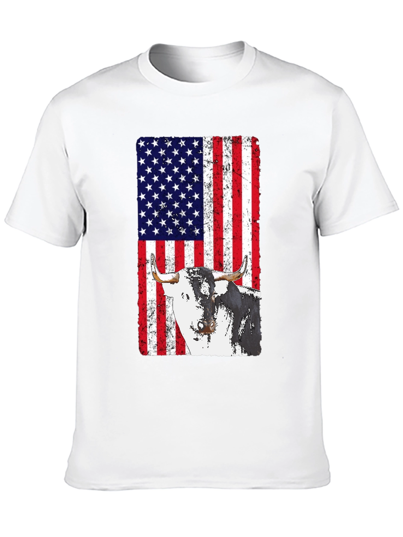 American Flag Bull Graphic T-Shirt