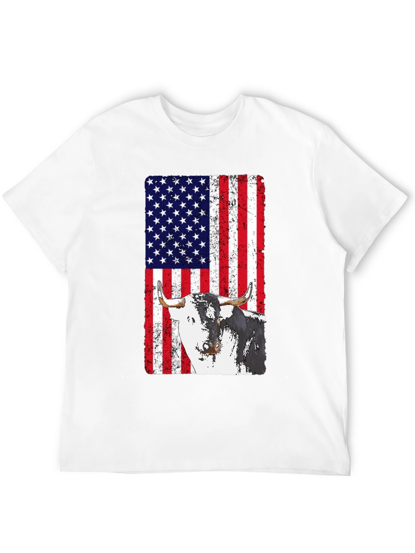 American Flag Bull Graphic T-Shirt