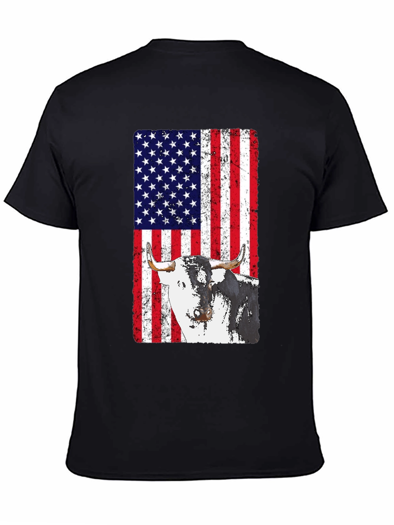 American Flag Bull Graphic T-Shirt