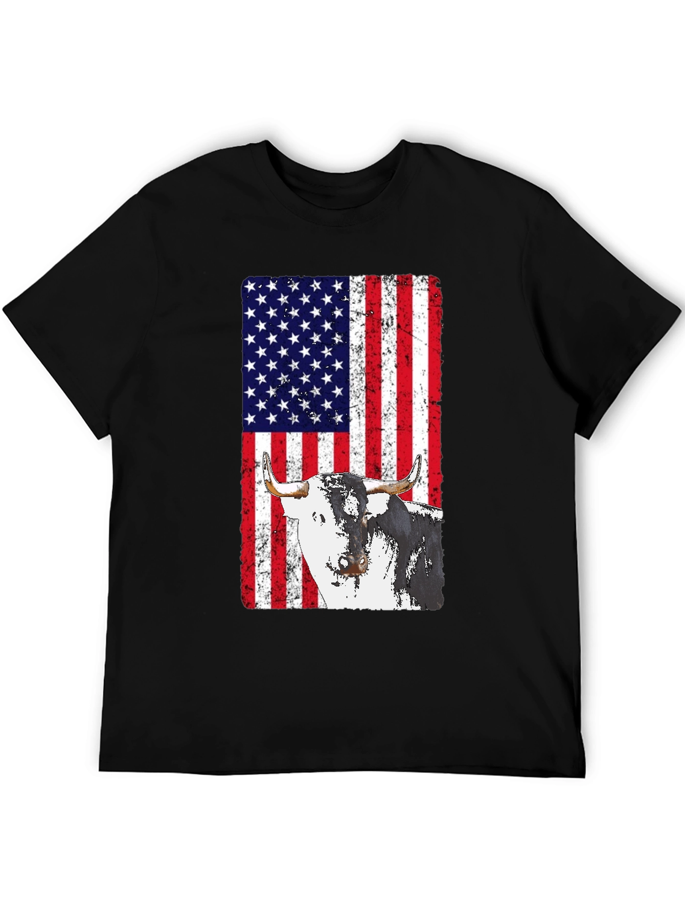 American Flag Bull Graphic T-Shirt