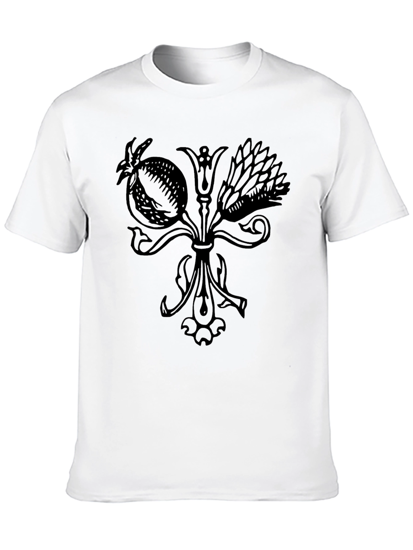 Botanical Print Black T-Shirt
