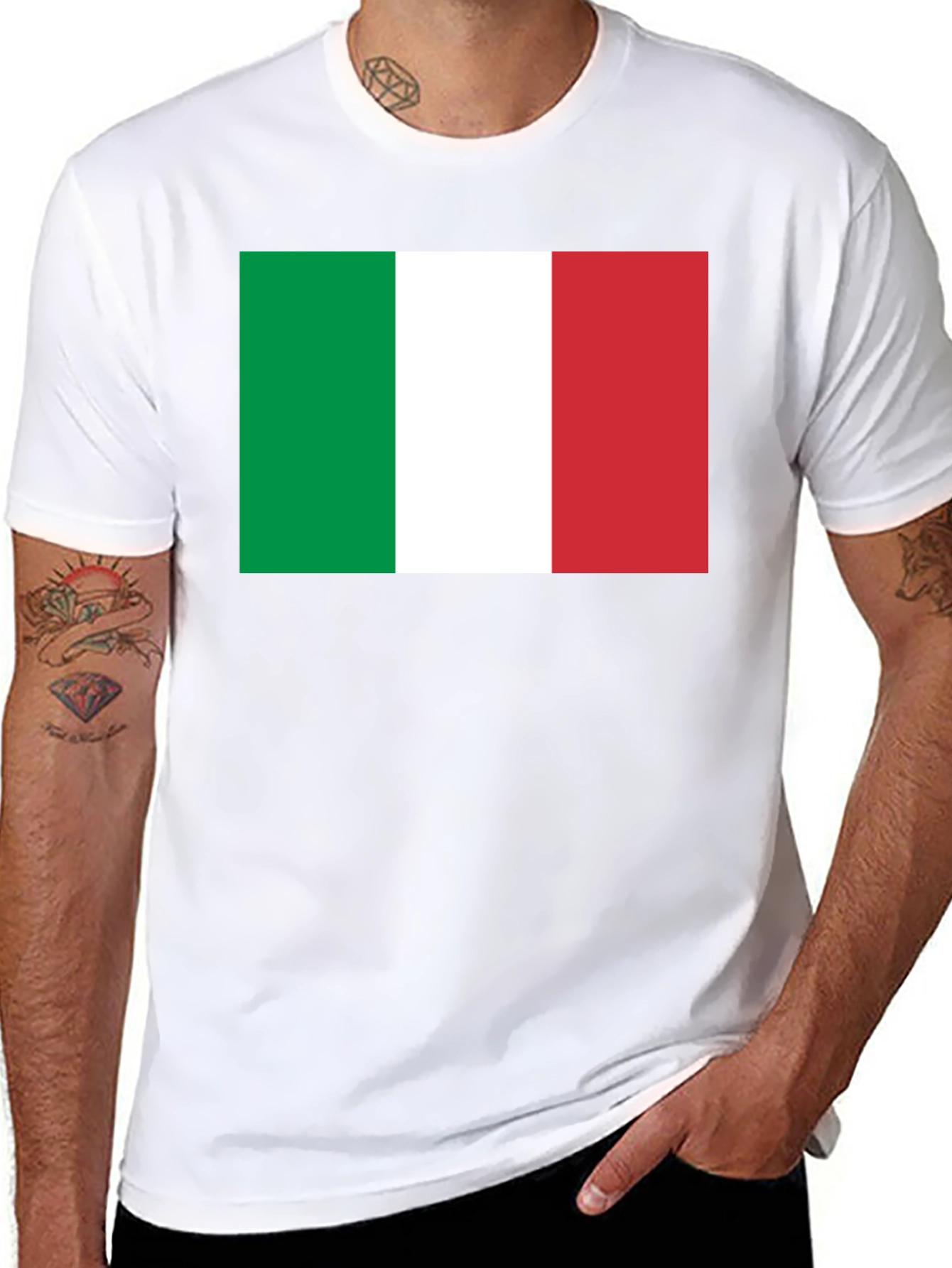 Italian Flag T-Shirt - Black Cotton Tee