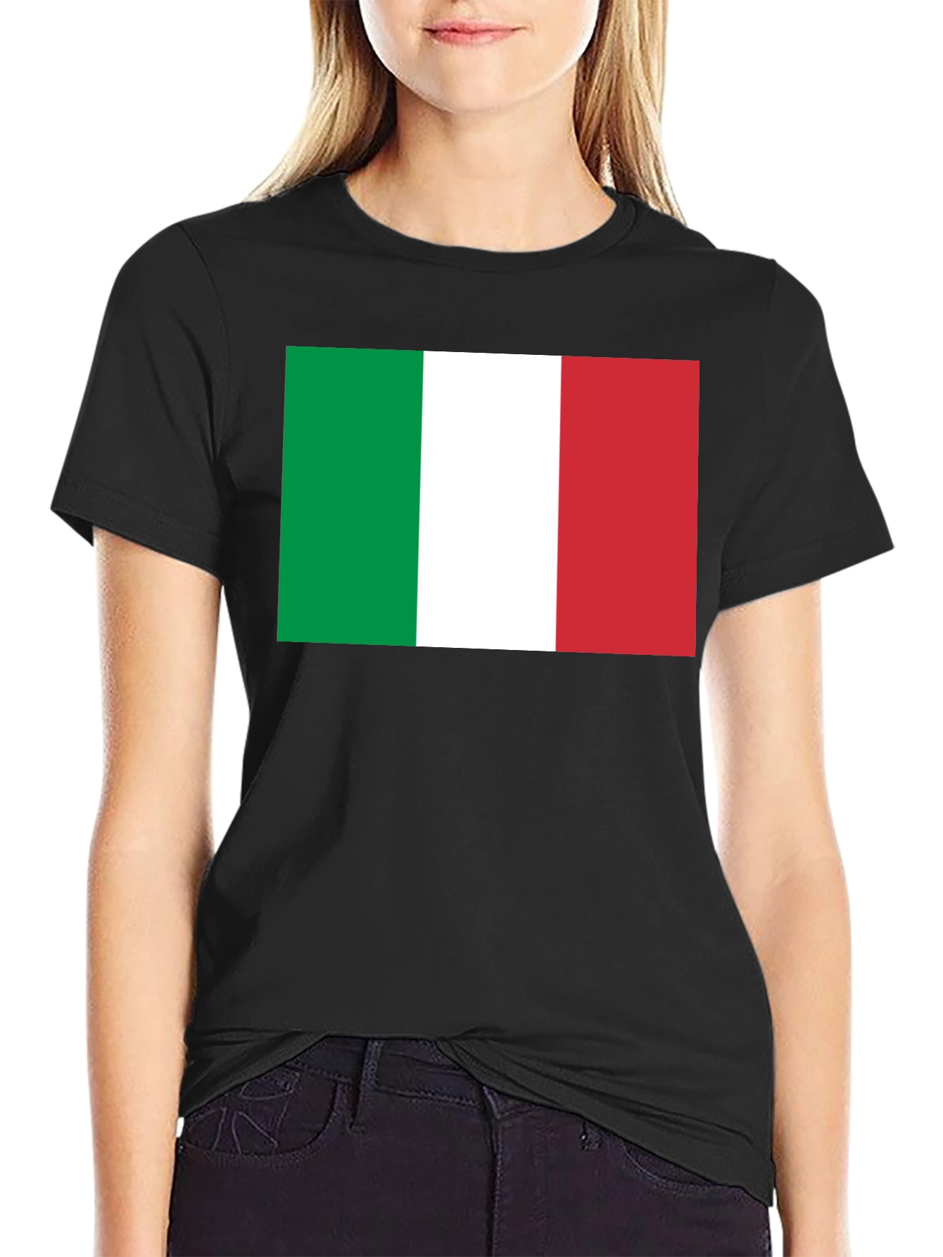 Italian Flag T-Shirt - Black Cotton Tee