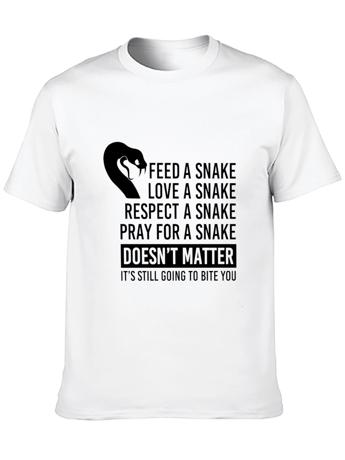Funny Snake Bite Mens Black T-Shirt