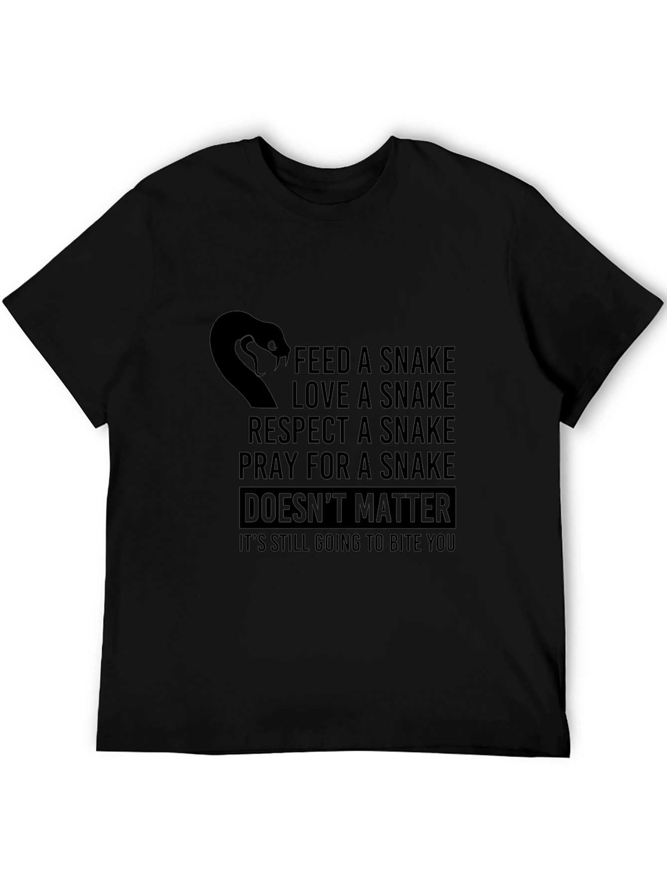 Funny Snake Bite Mens Black T-Shirt