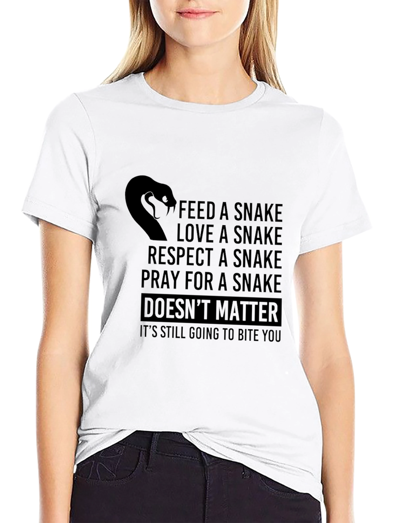 Funny Snake Bite Mens Black T-Shirt