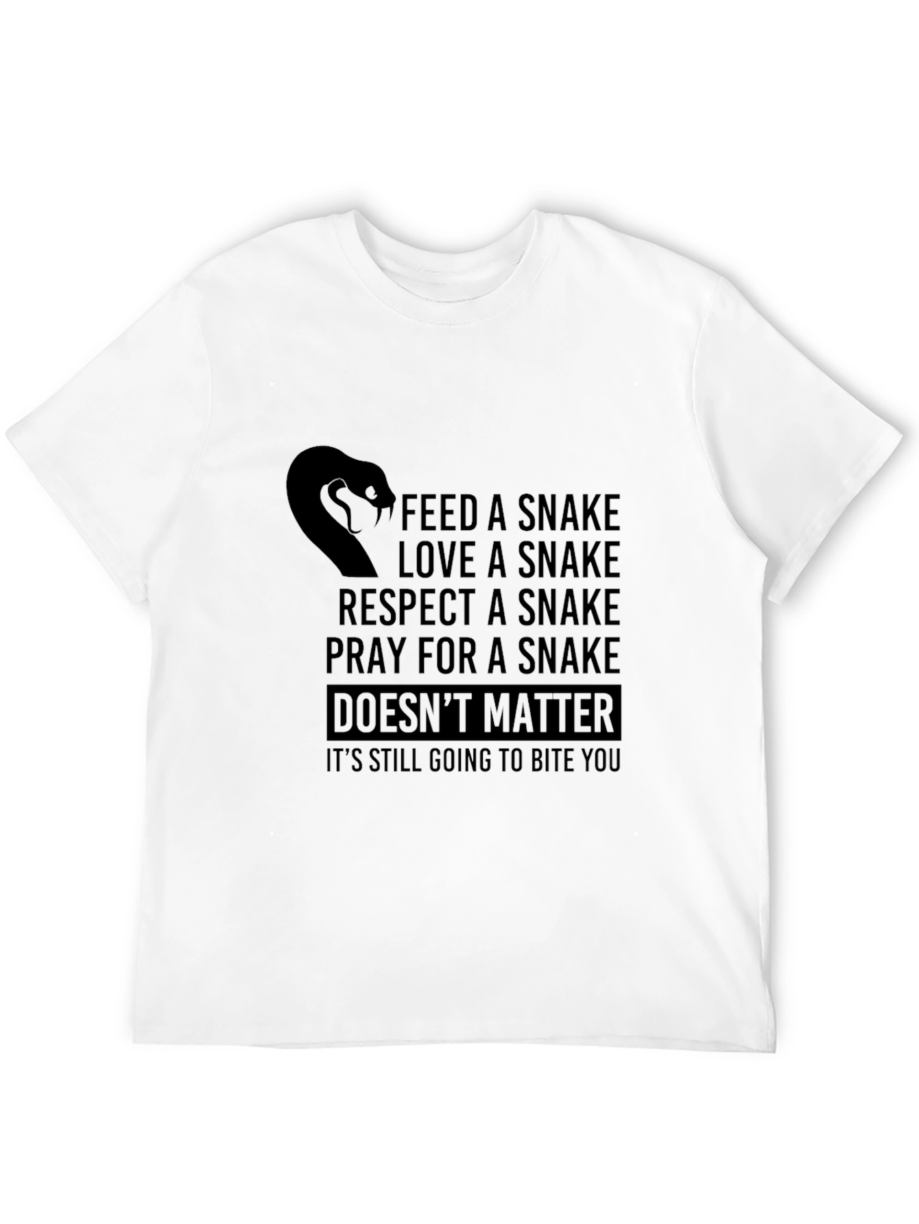 Funny Snake Bite Mens Black T-Shirt