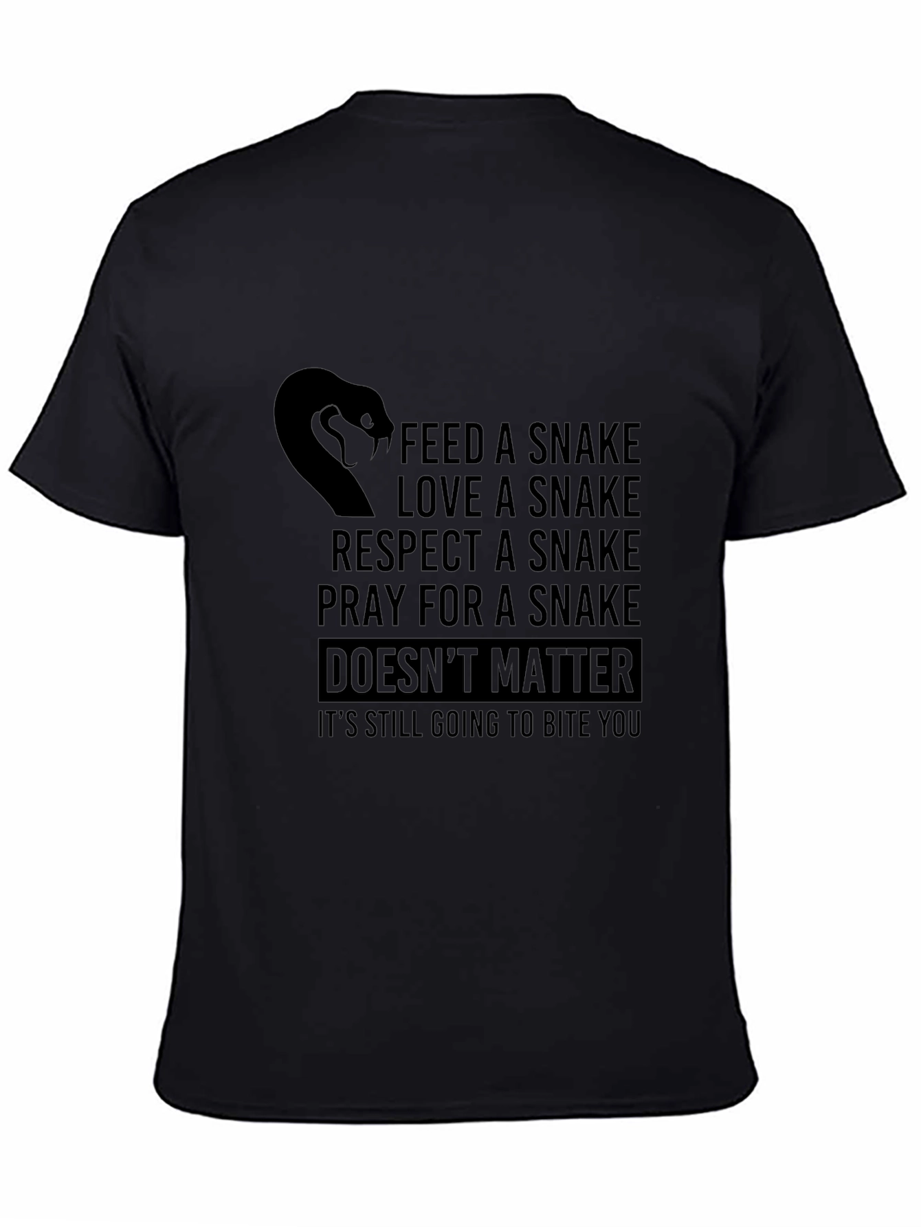Funny Snake Bite Mens Black T-Shirt