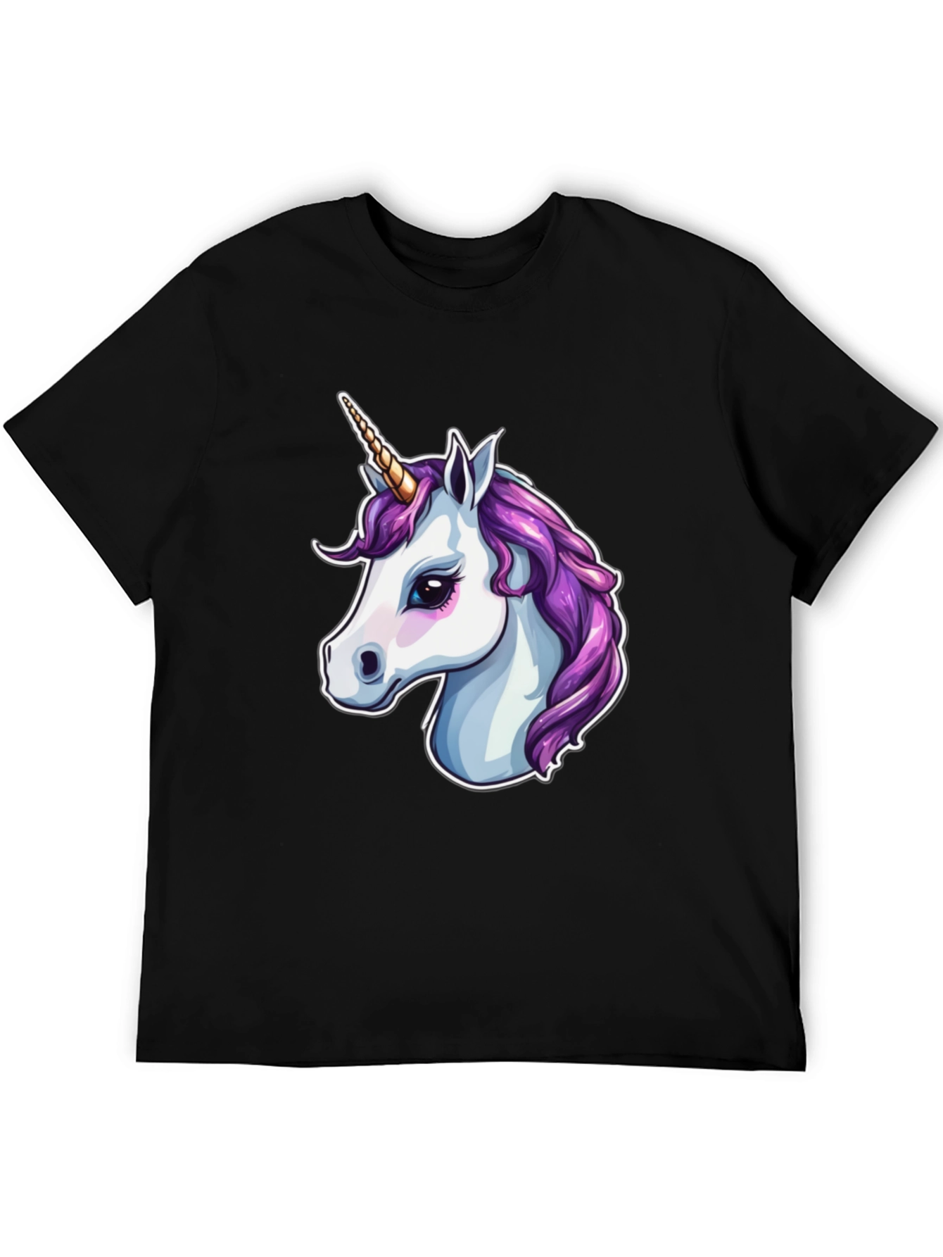Unicorn Graphic Print Black T-Shirt