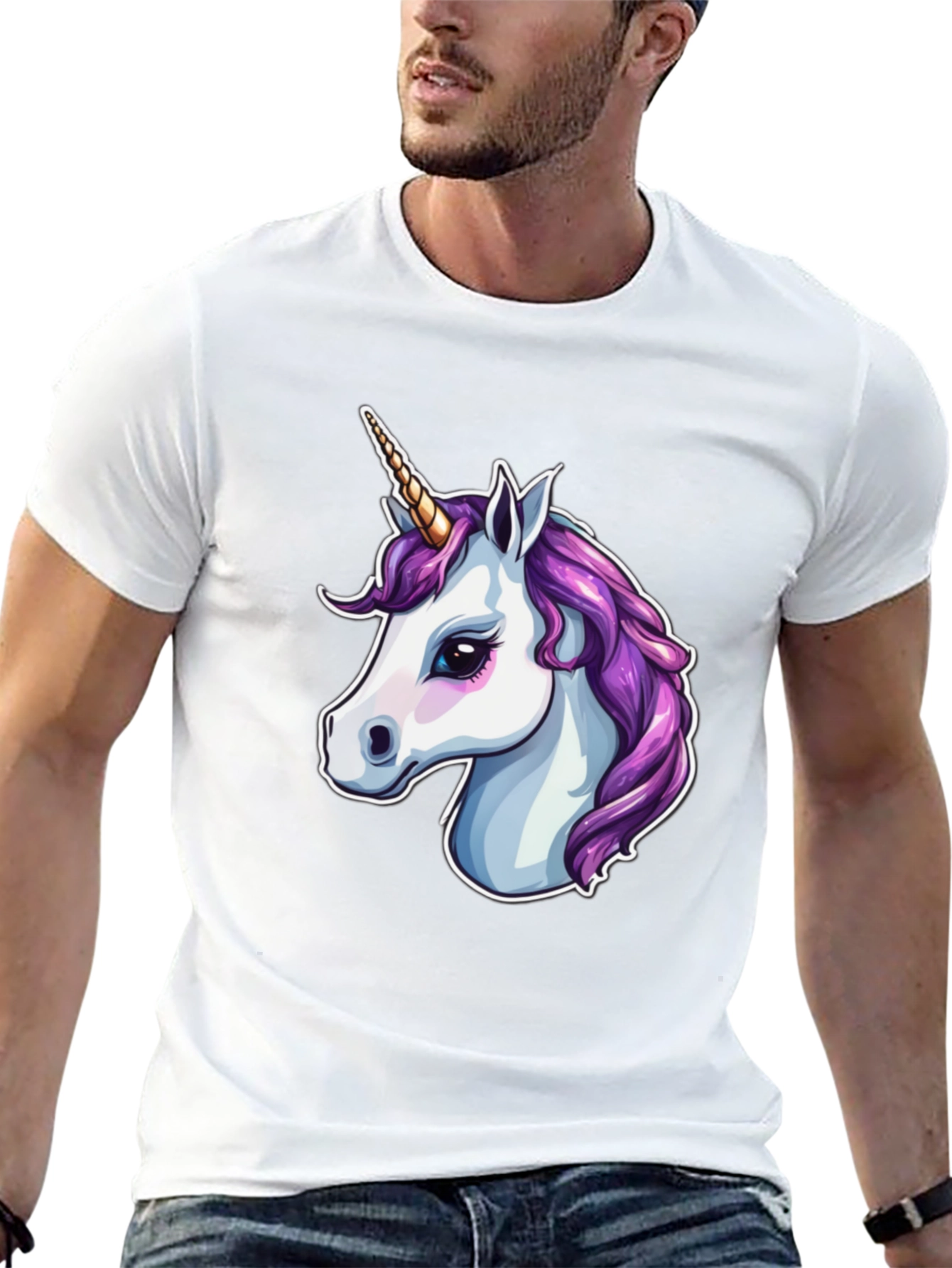 Unicorn Graphic Print Black T-Shirt