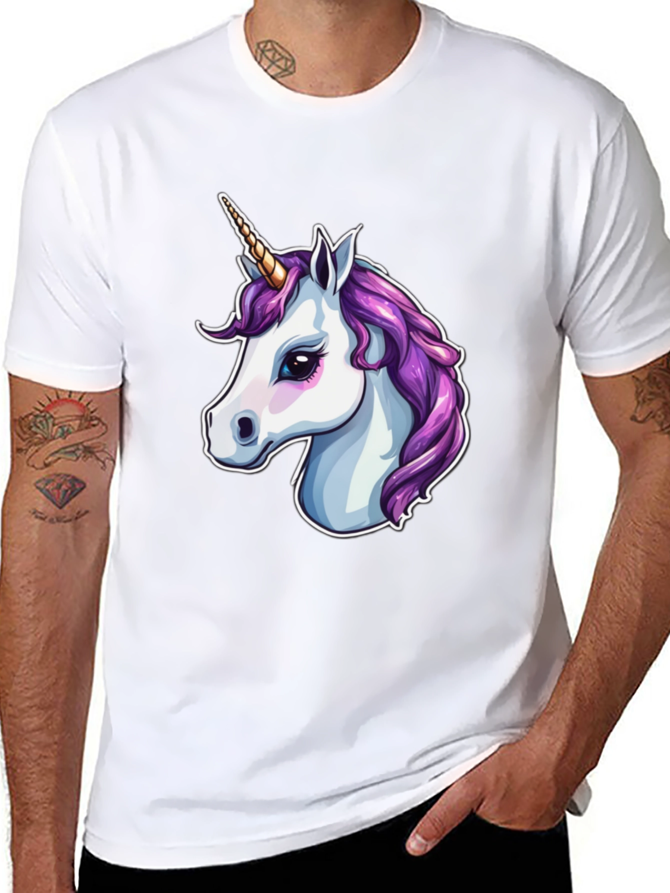 Unicorn Graphic Print Black T-Shirt