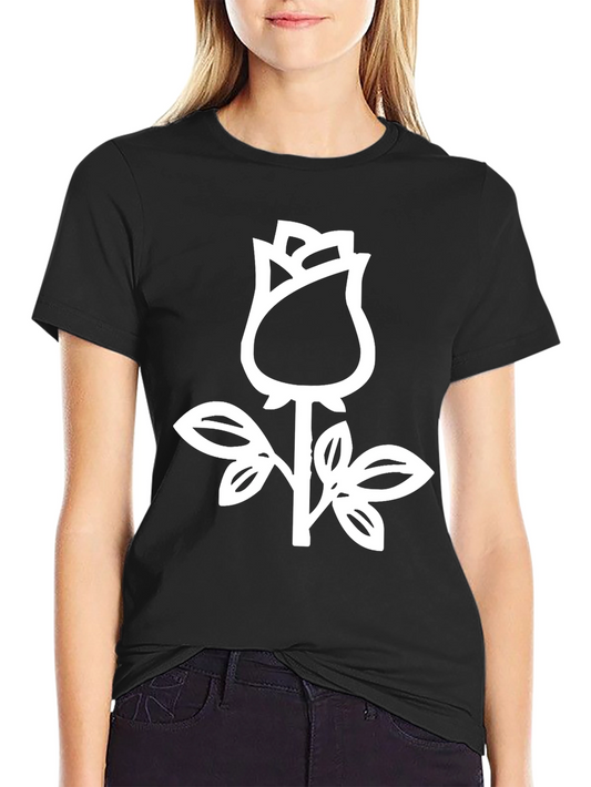 Minimalist Rose Graphic Tee - Stylish Black T-Shirt