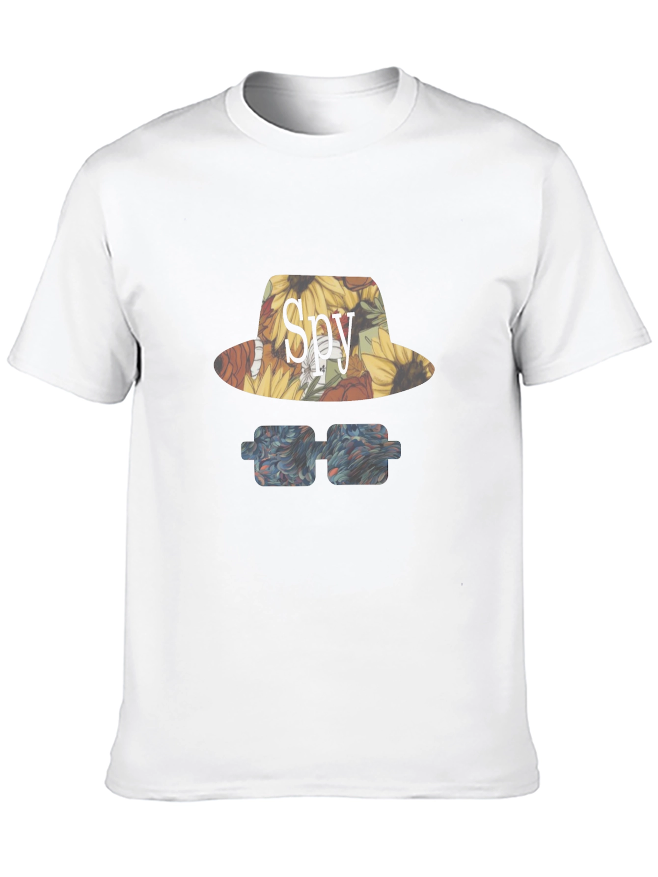 Spy Sunflower Hat & Glasses Graphic T-Shirt