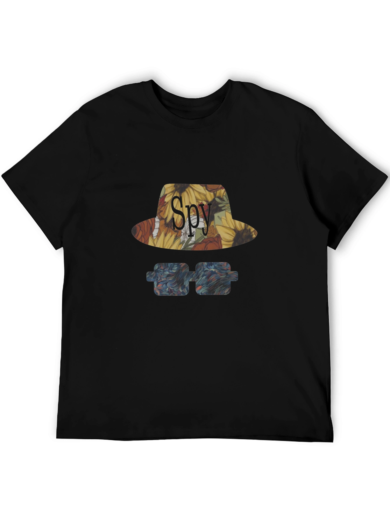 Spy Sunflower Hat & Glasses Graphic T-Shirt