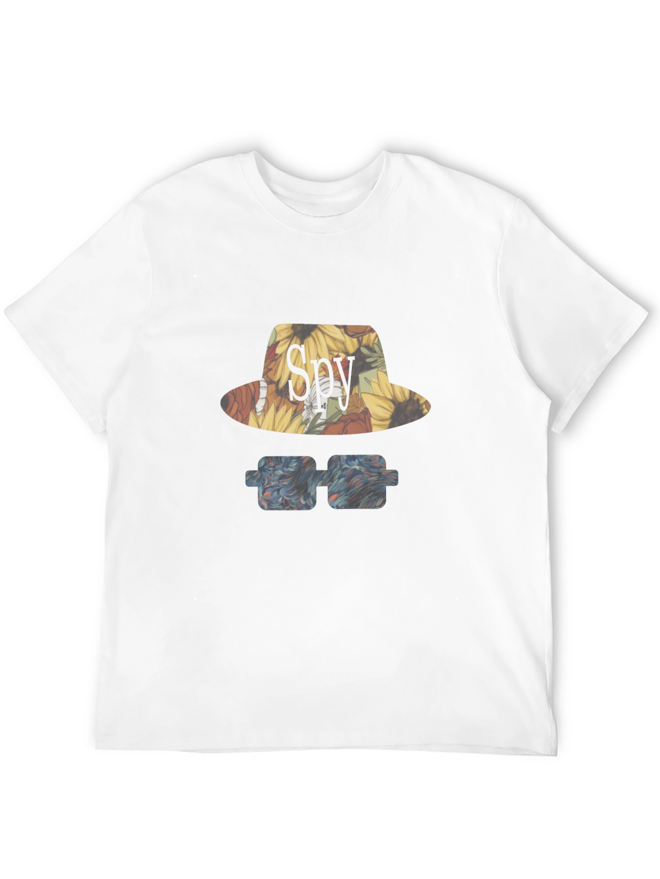 Spy Sunflower Hat & Glasses Graphic T-Shirt