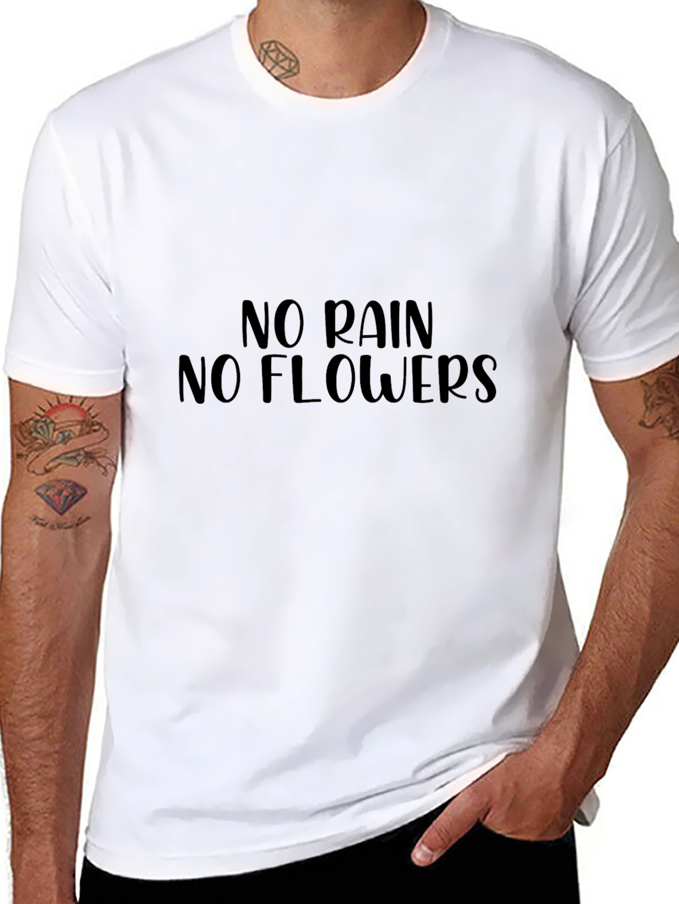 Black Tee - No Rain No Flowers