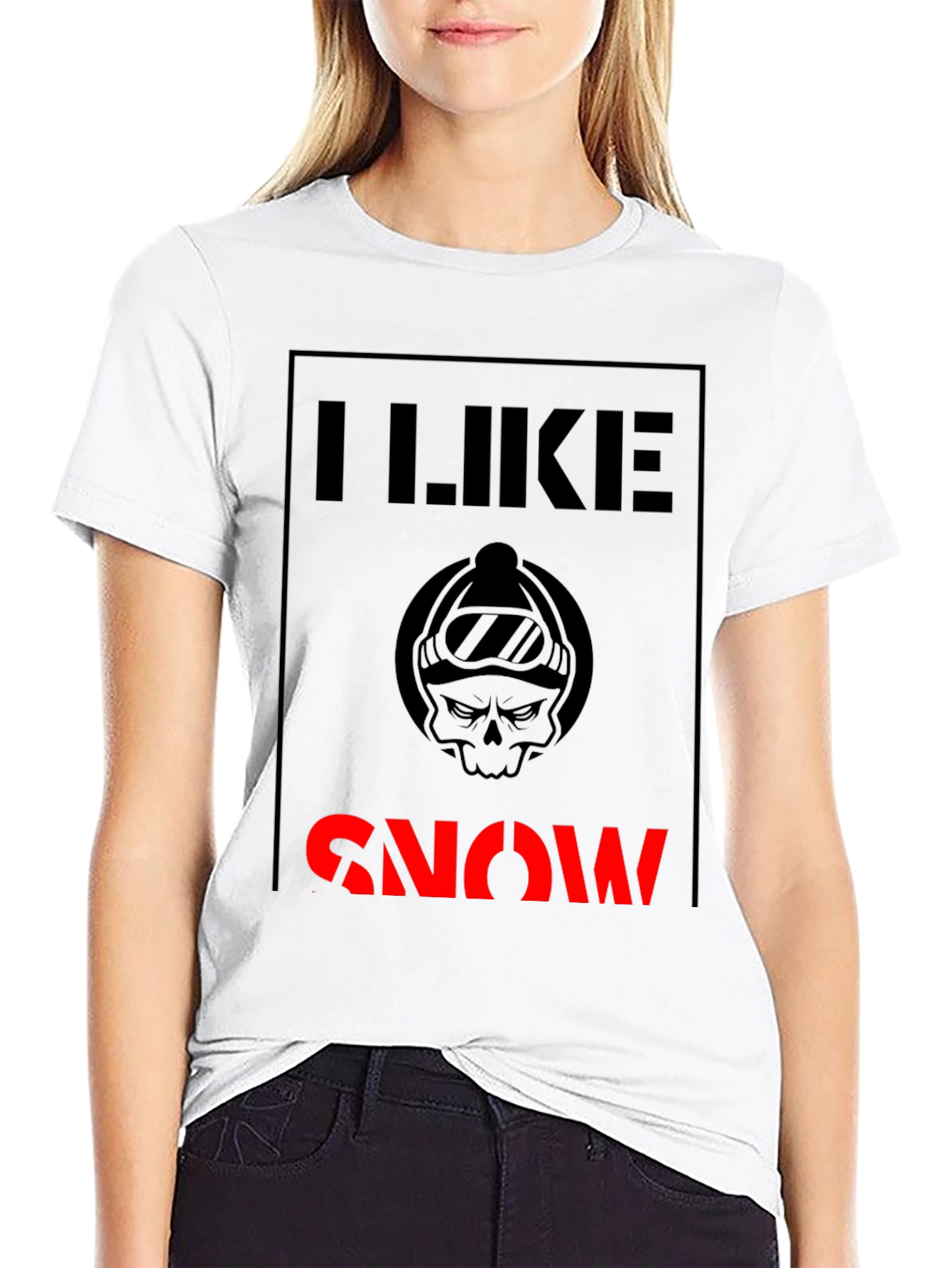 I Like Snow T-Shirt - Skull Graphic