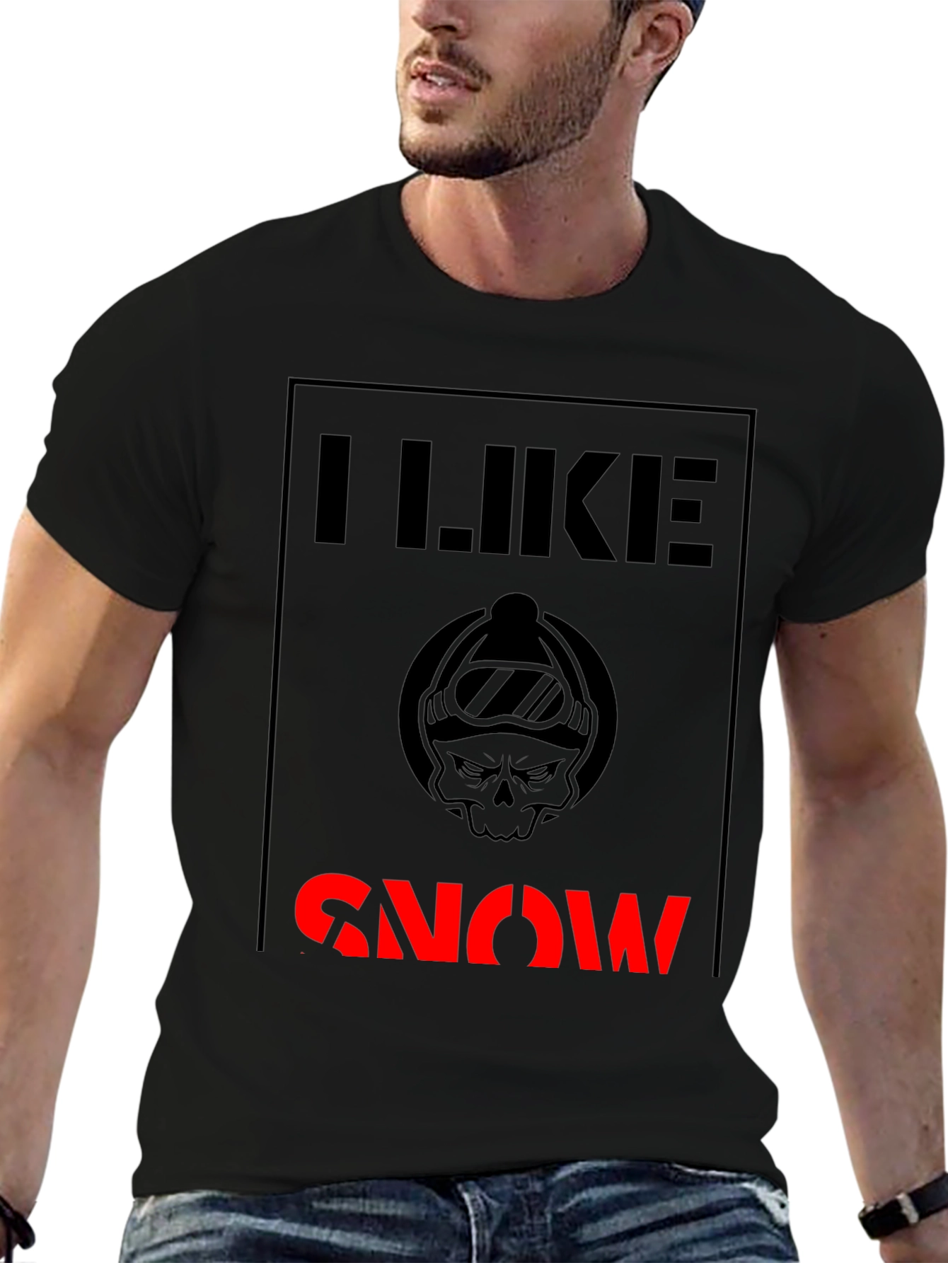 I Like Snow T-Shirt - Skull Graphic