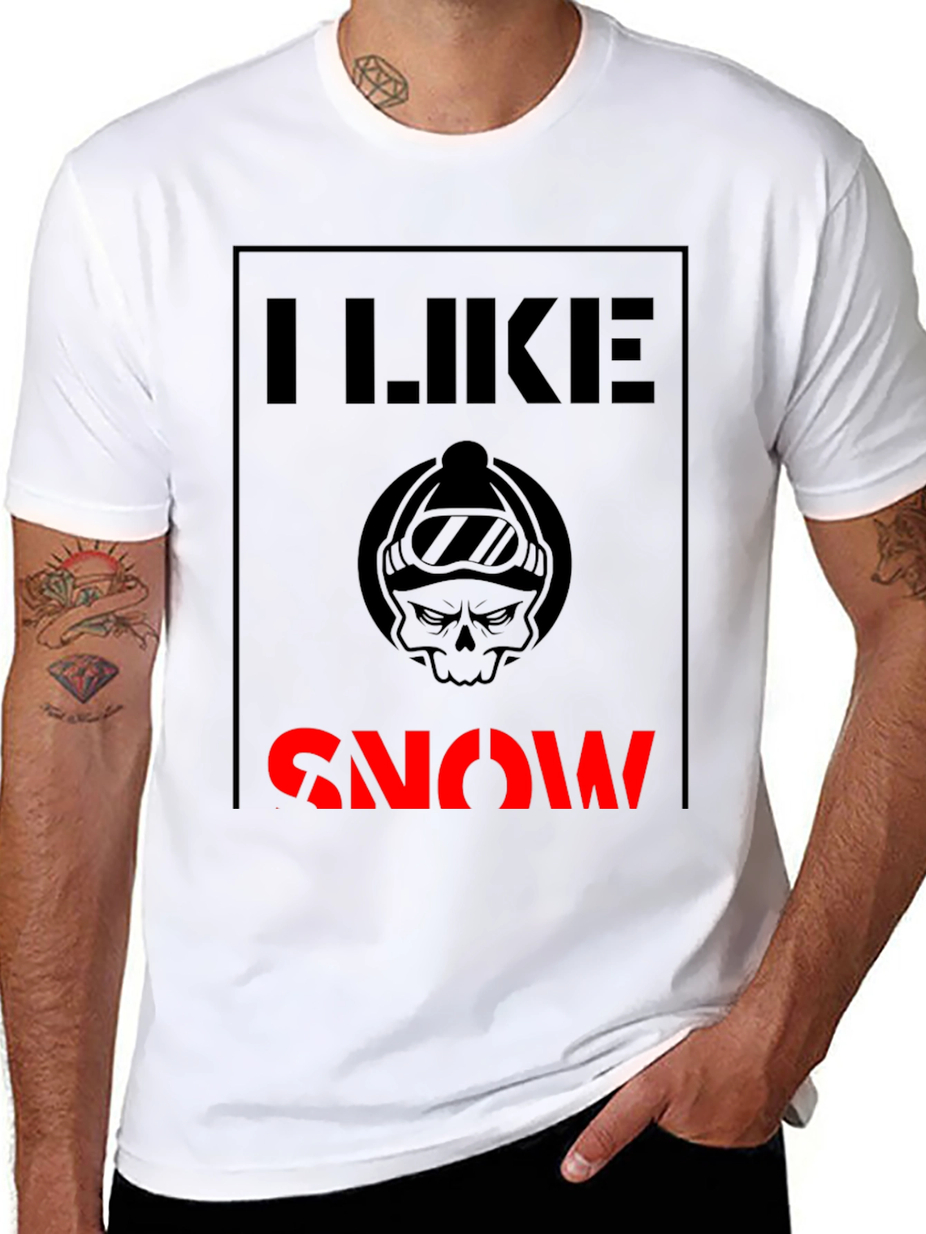 I Like Snow T-Shirt - Skull Graphic