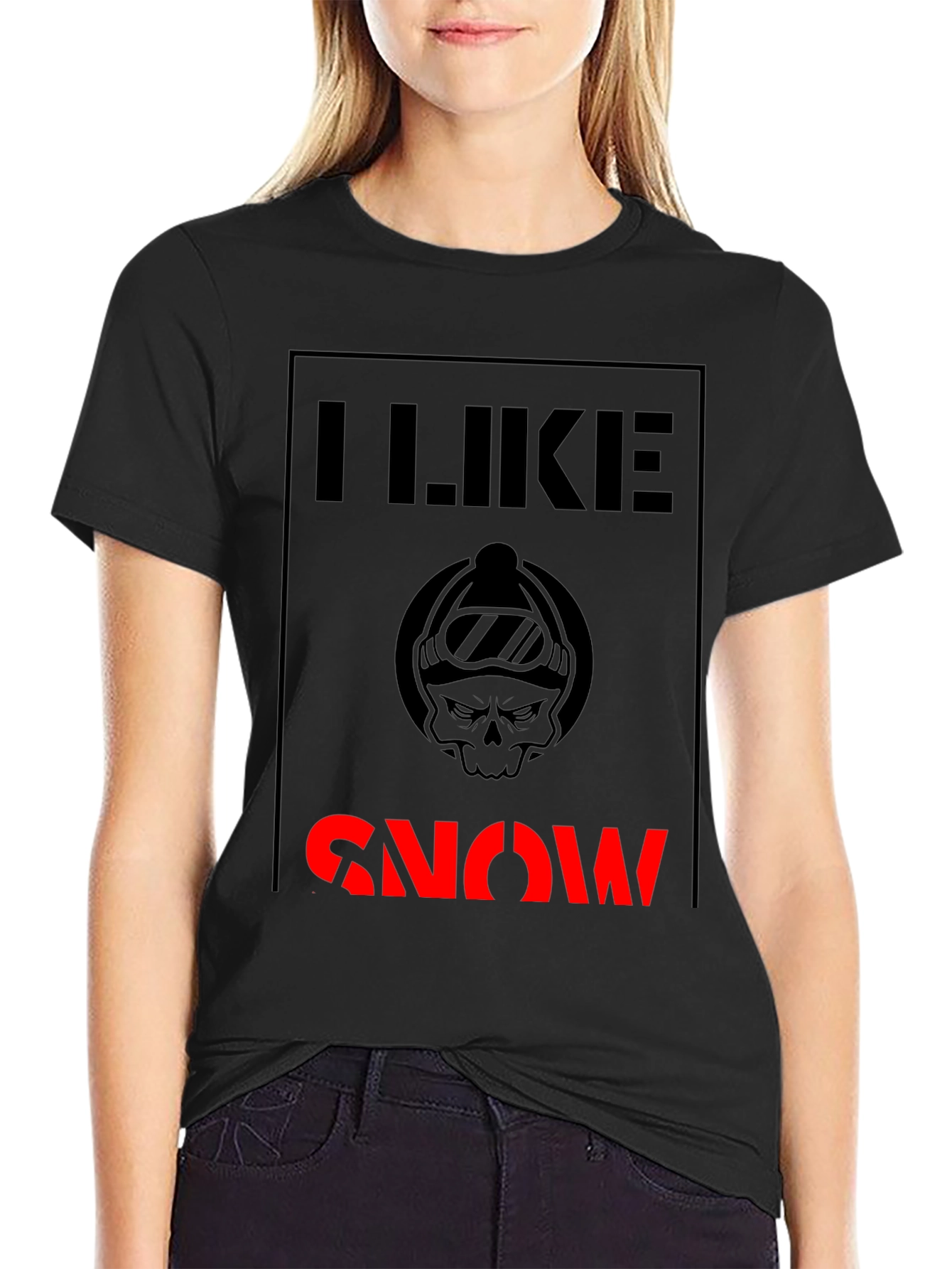 I Like Snow T-Shirt - Skull Graphic