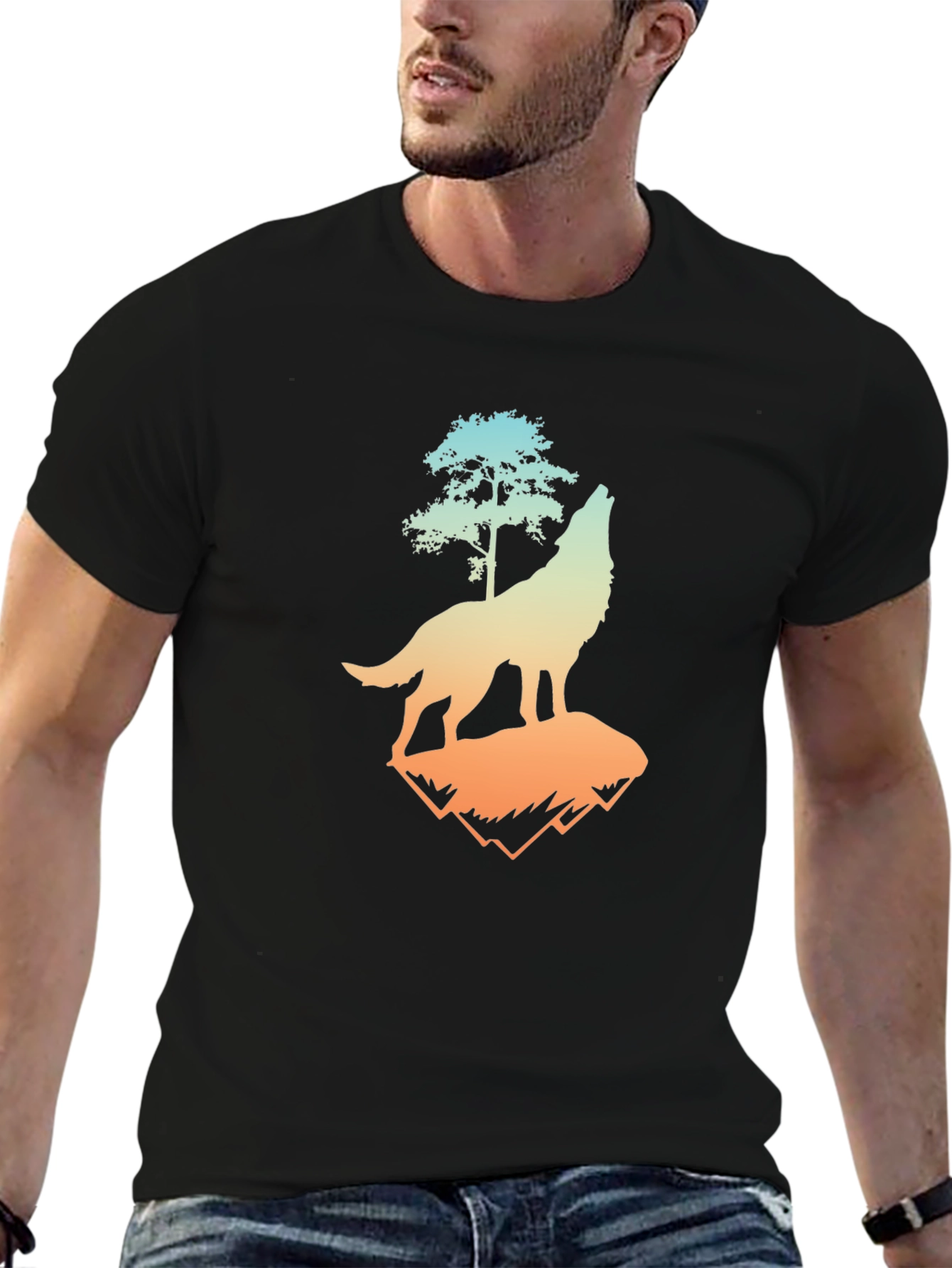 Wolf Tree Graphic Tee - Mens Black T-Shirt