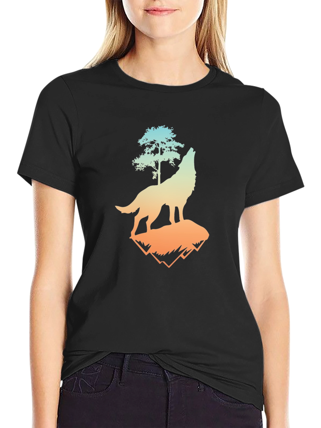 Wolf Tree Graphic Tee - Mens Black T-Shirt