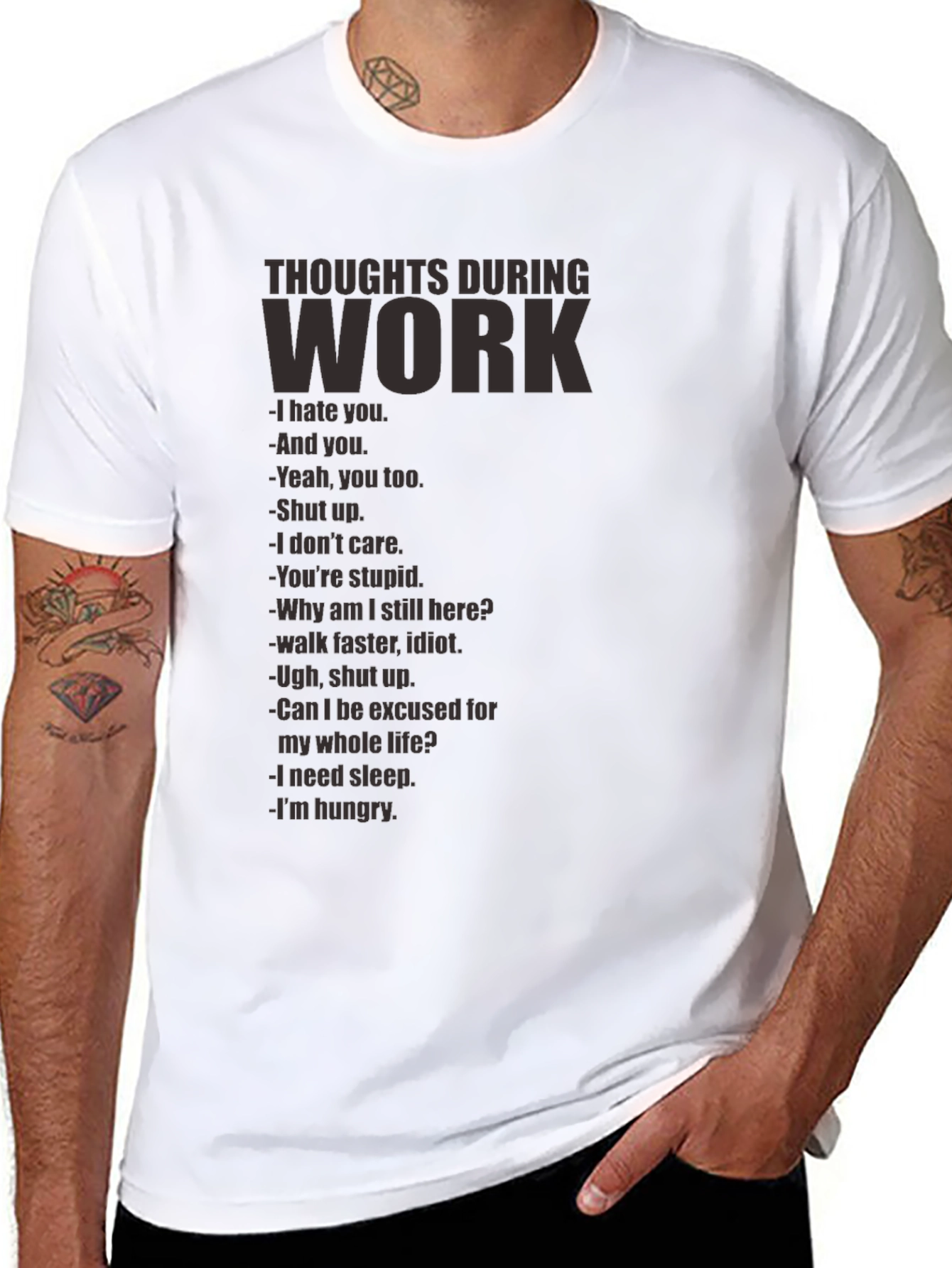 Thoughts During Work T-Shirt - Funny Sarcastic Tee