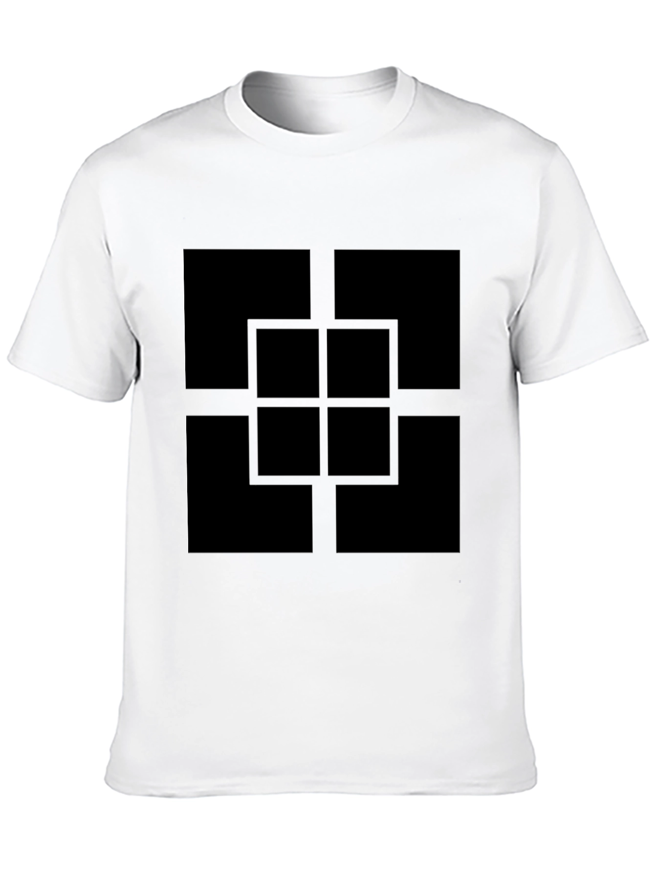 Geometric Square Pattern Black T-Shirt