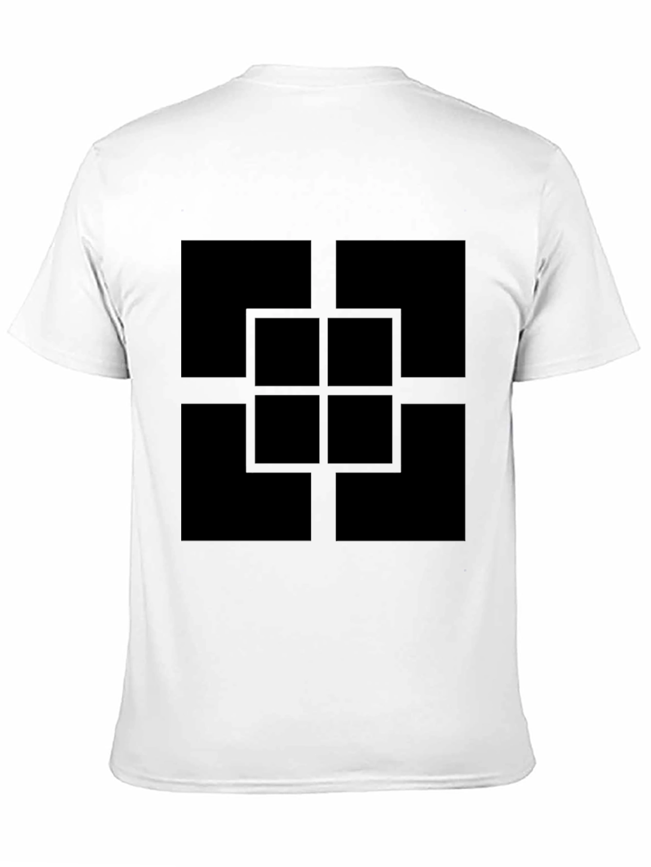 Geometric Square Pattern Black T-Shirt