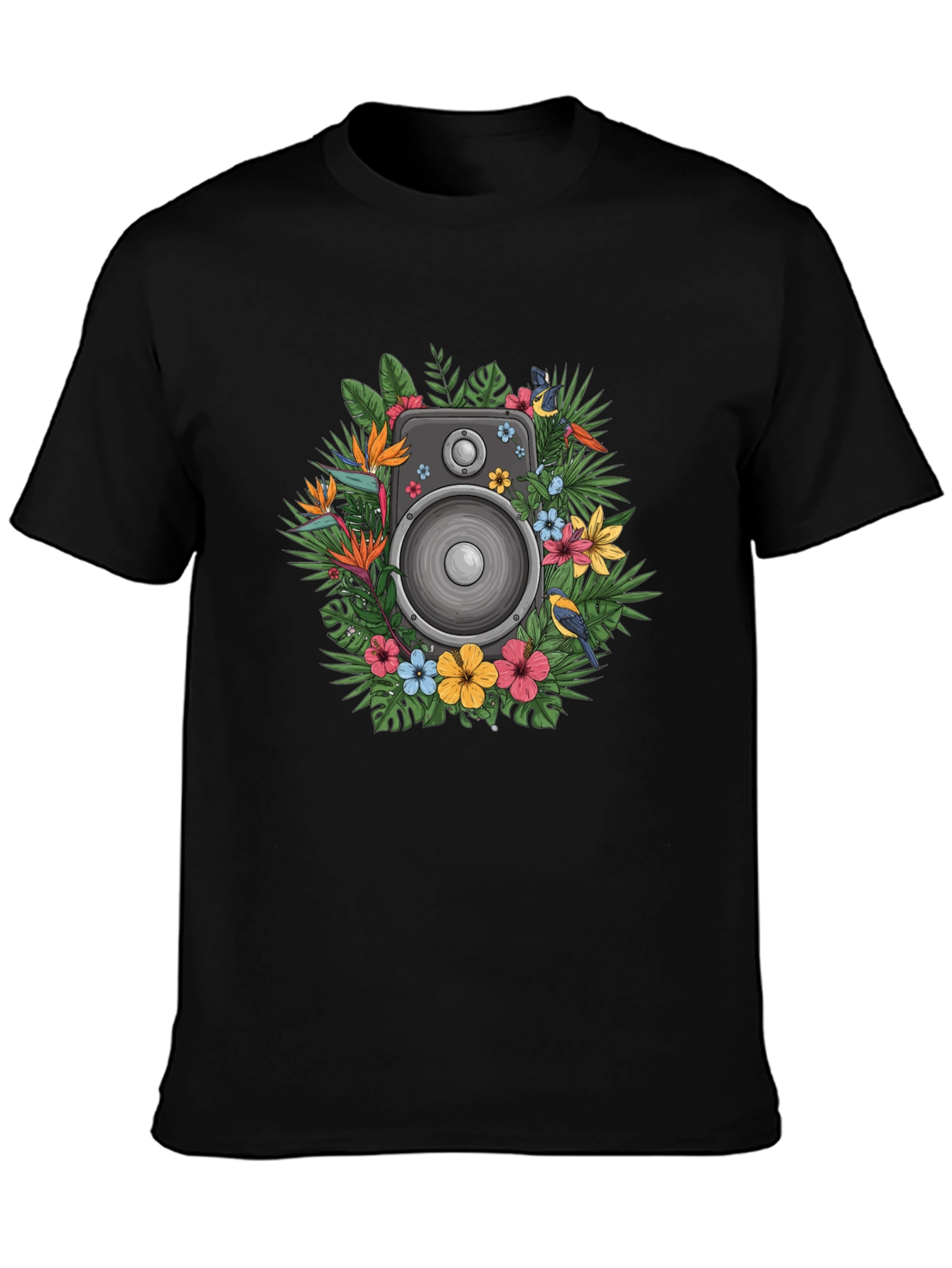 Floral Speaker Graphic Tee - Tropical Vibes