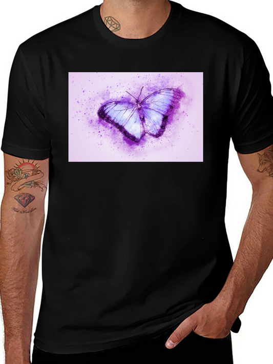 Butterfly Watercolor Graphic Black T-Shirt