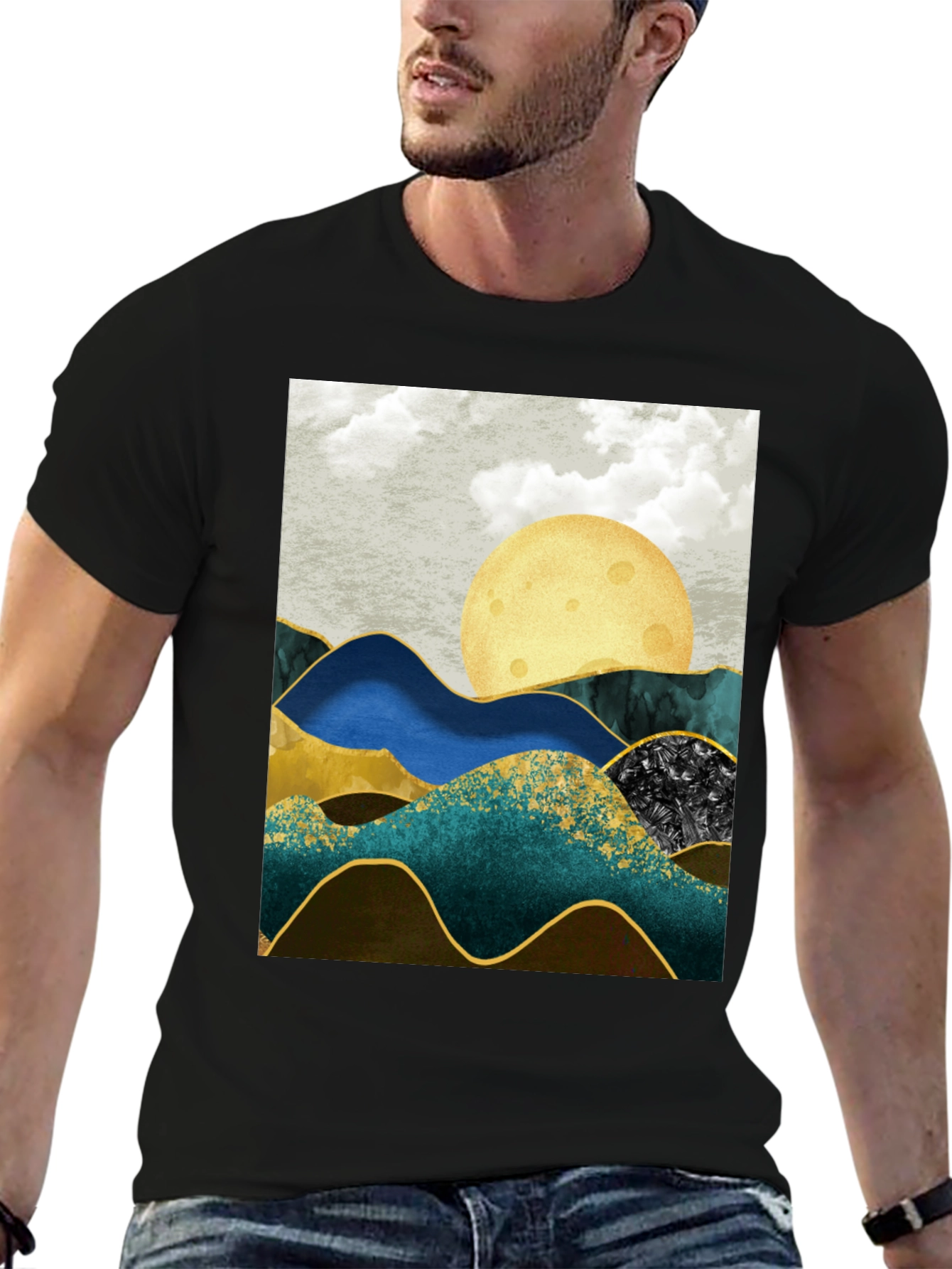 Abstract Mountain & Moon Graphic Tee