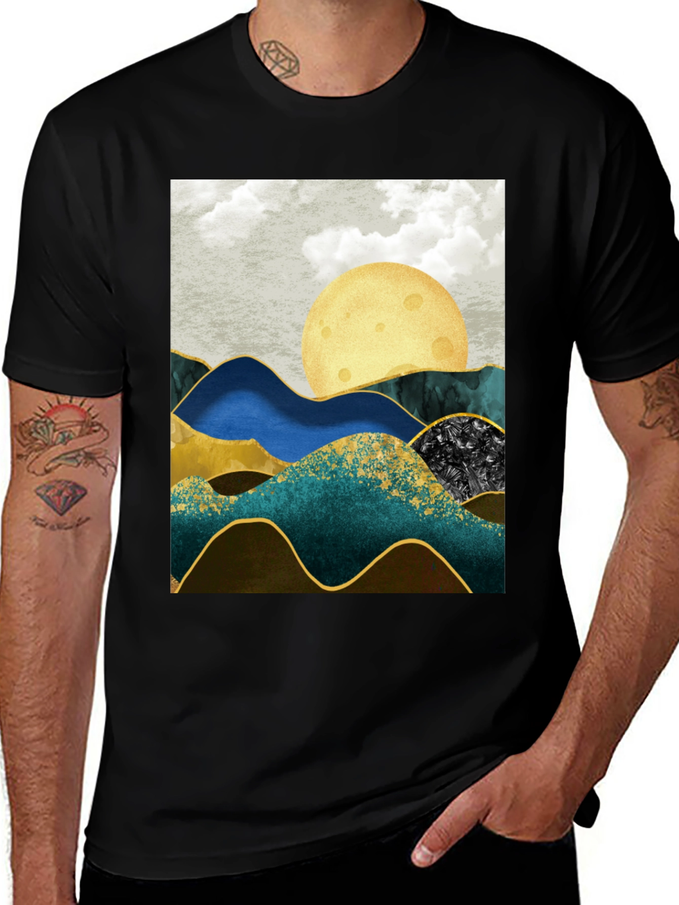 Abstract Mountain & Moon Graphic Tee