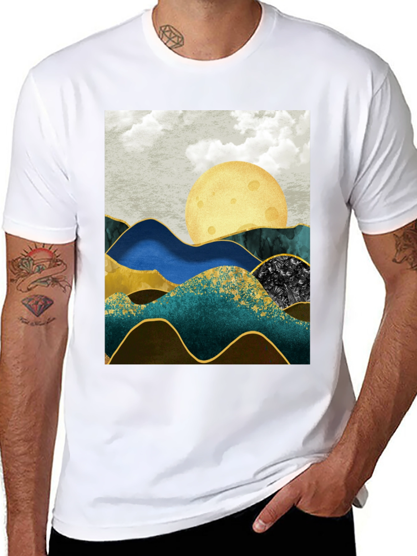 Abstract Mountain & Moon Graphic Tee