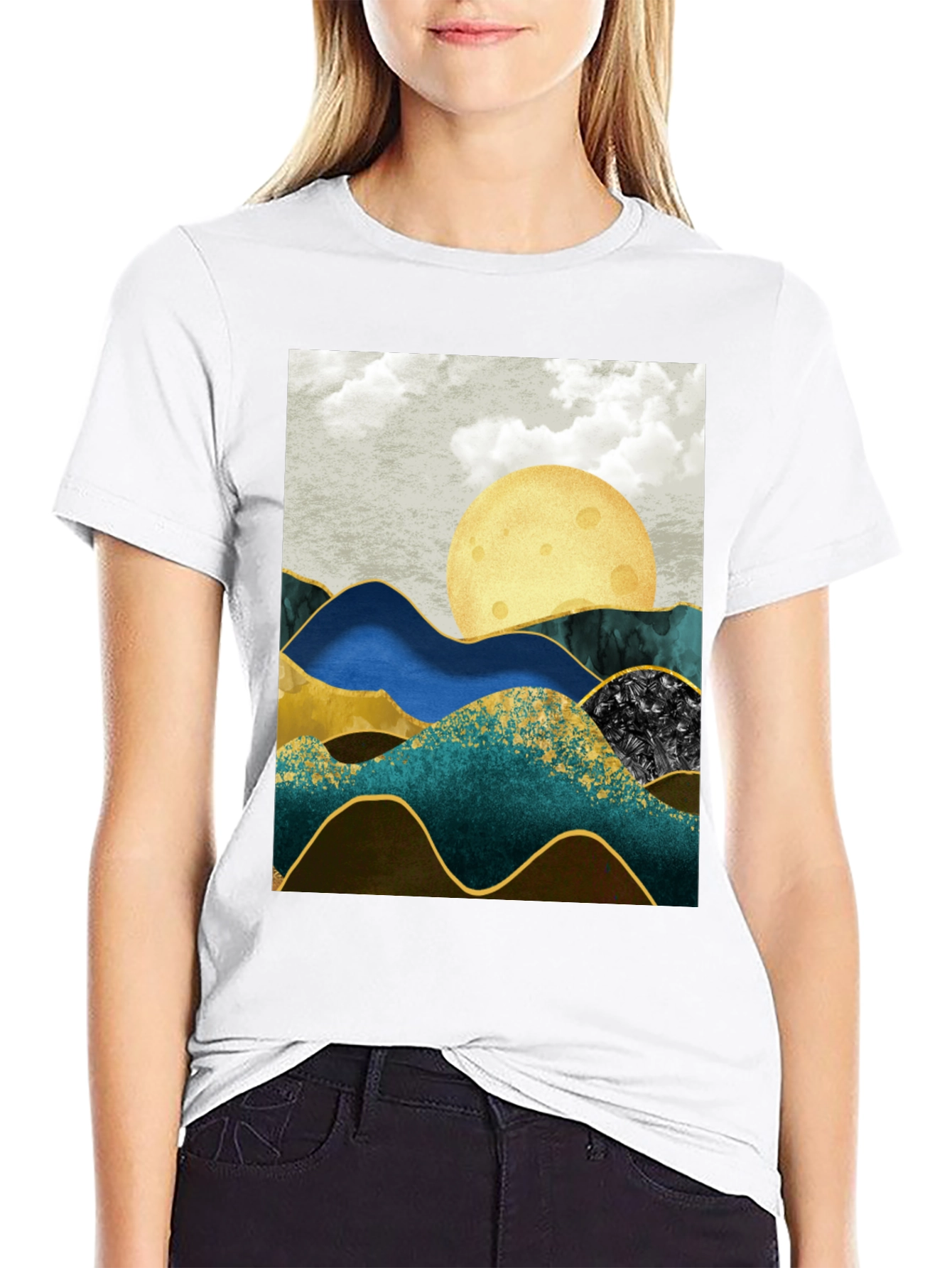 Abstract Mountain & Moon Graphic Tee