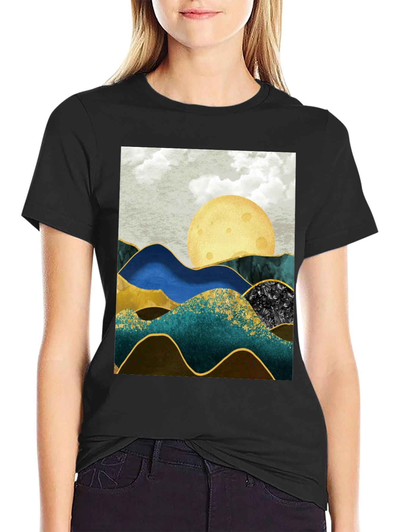 Abstract Mountain & Moon Graphic Tee