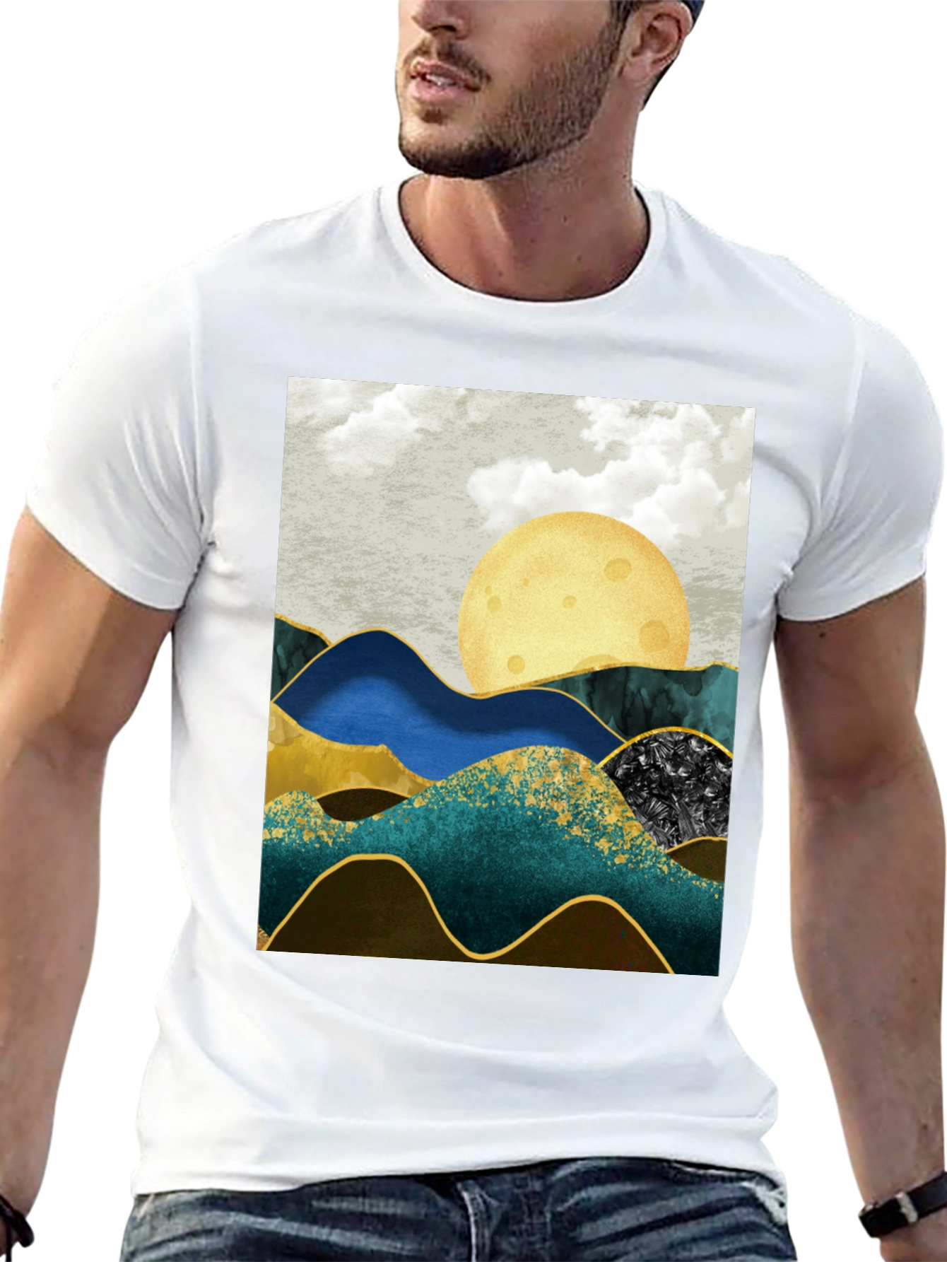 Abstract Mountain & Moon Graphic Tee