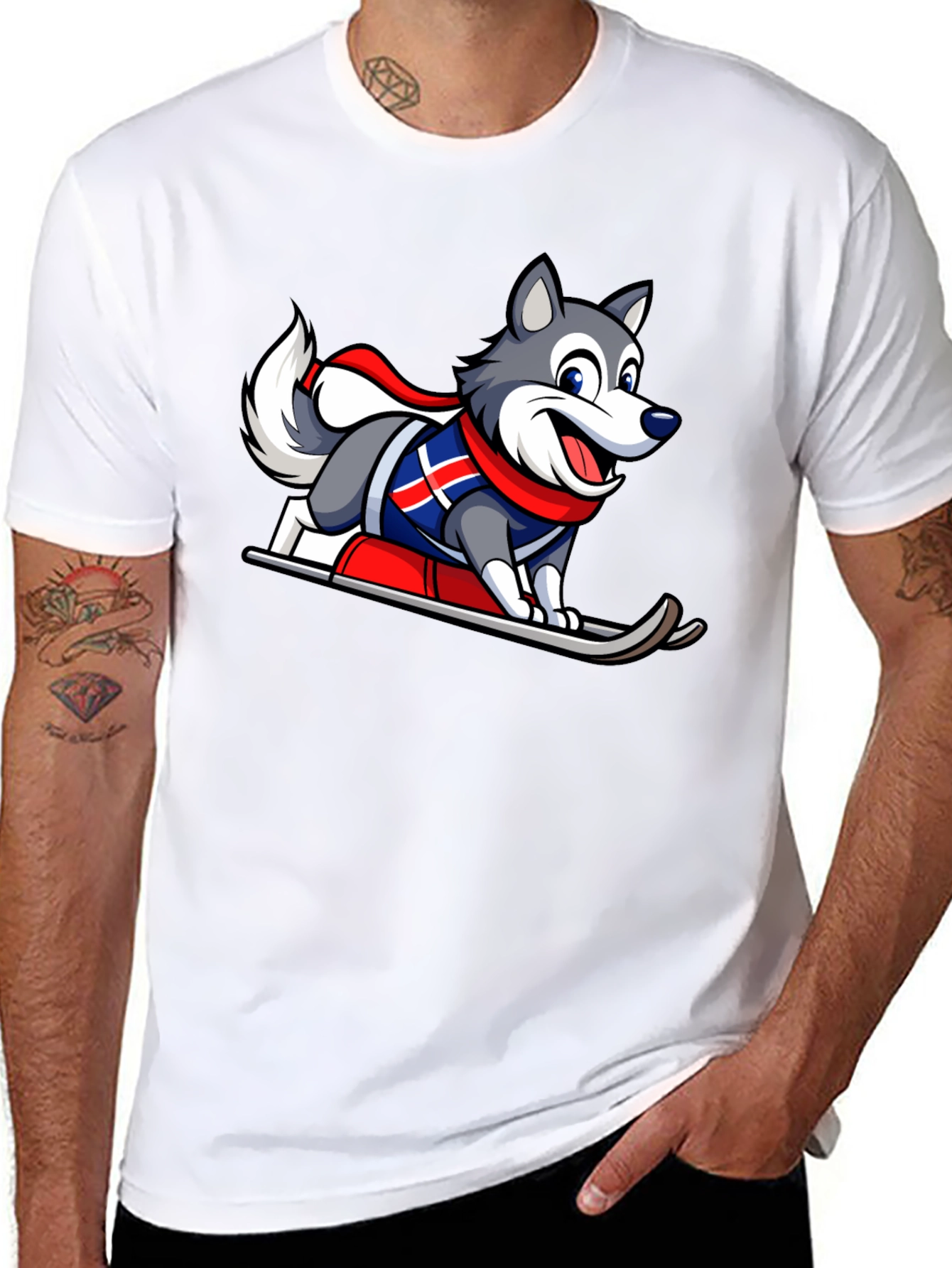Cartoon Dog Skiing T-Shirt