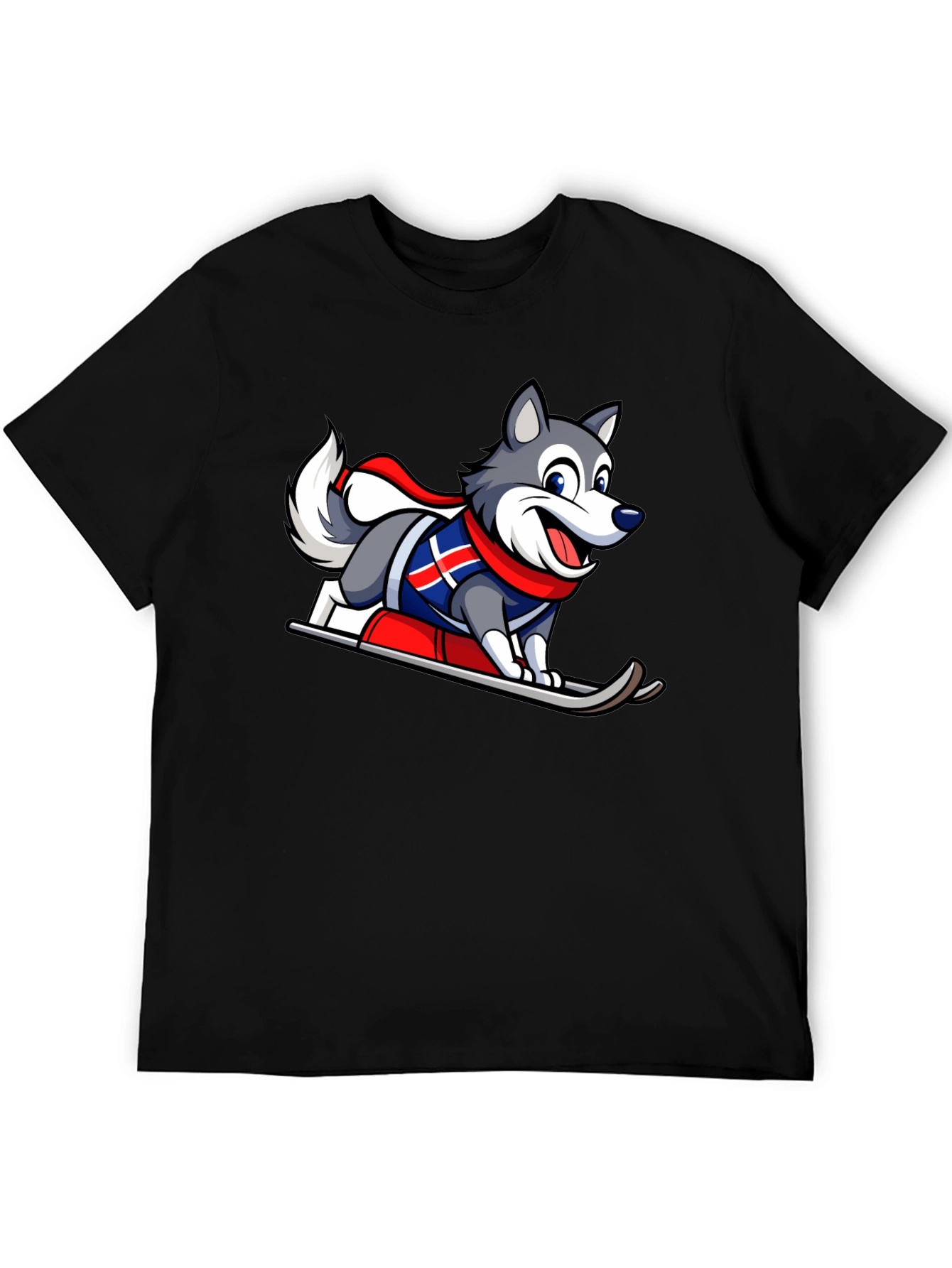 Cartoon Dog Skiing T-Shirt