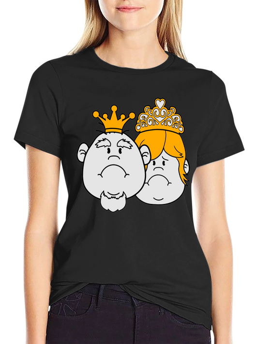 King & Queen Cartoon Graphic Black T-Shirt