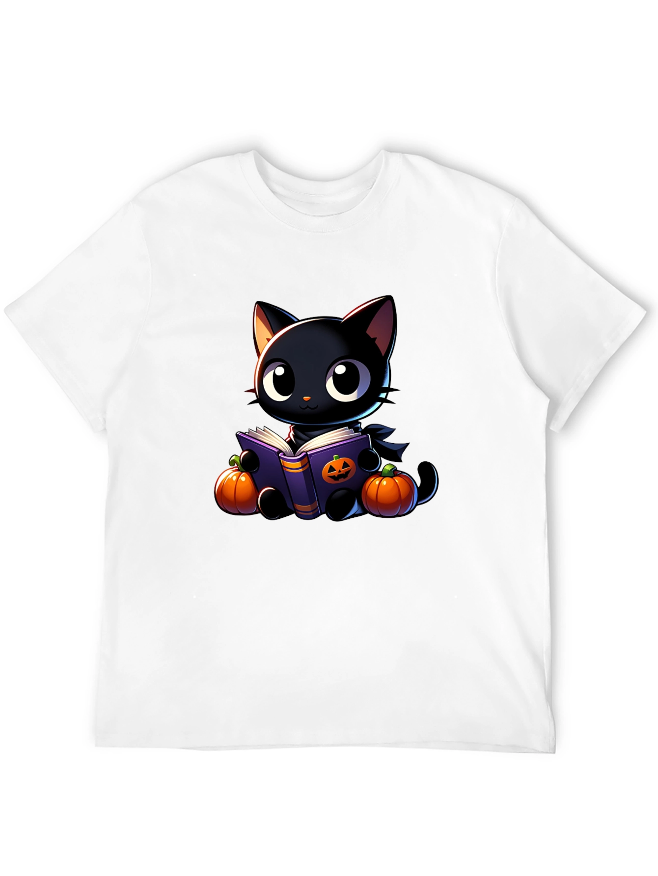 Halloween Black Cat Reading Book T-Shirt