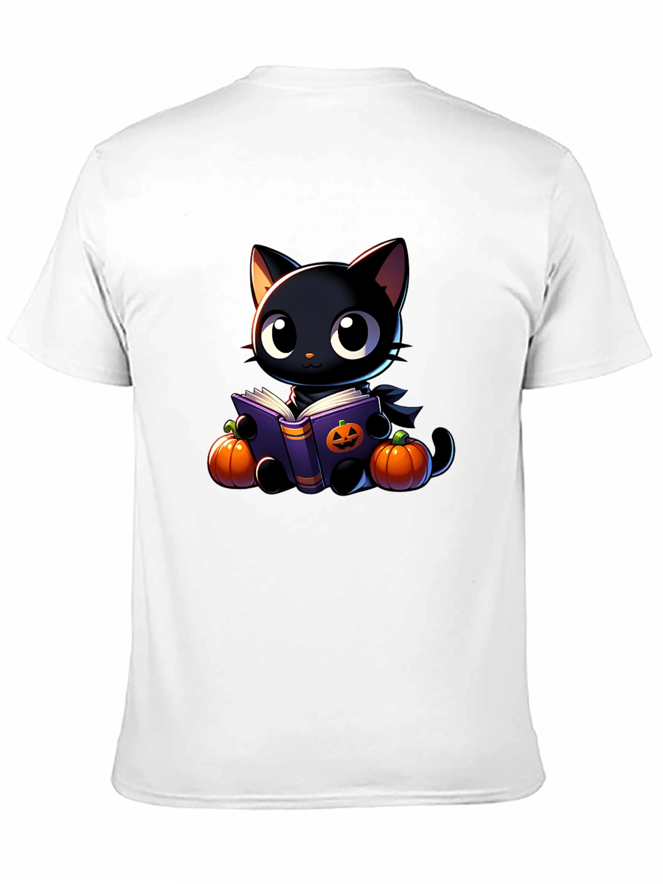 Halloween Black Cat Reading Book T-Shirt