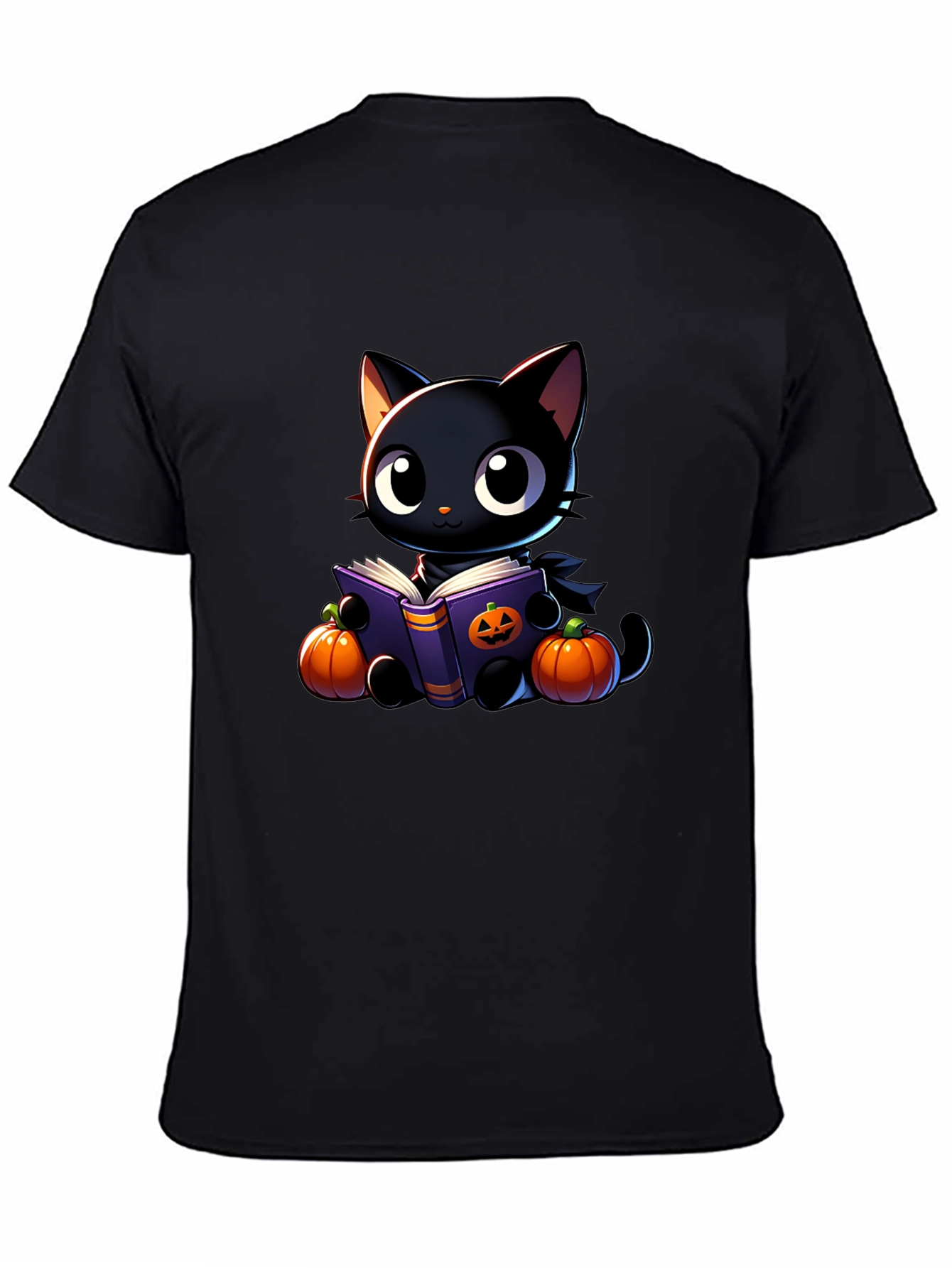 Halloween Black Cat Reading Book T-Shirt