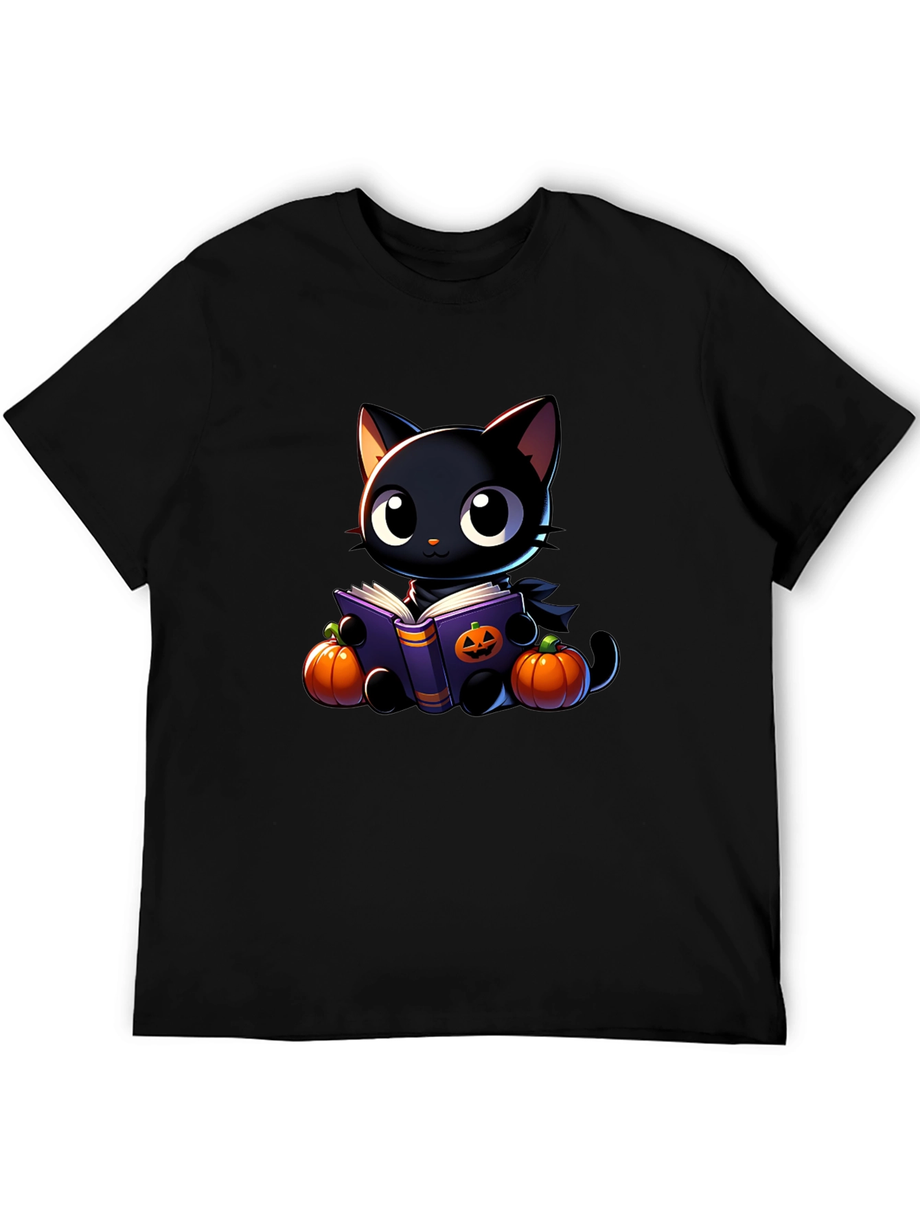 Halloween Black Cat Reading Book T-Shirt