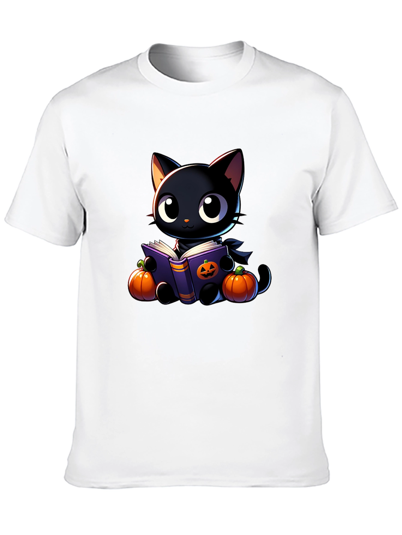 Halloween Black Cat Reading Book T-Shirt