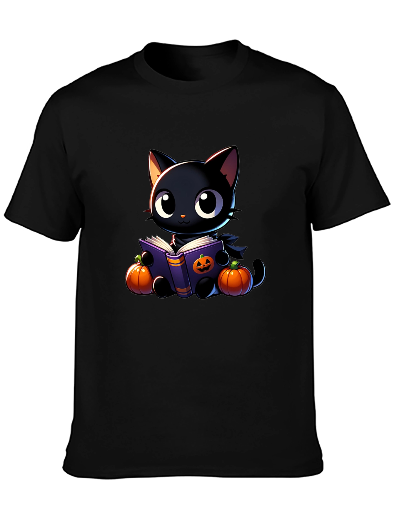 Halloween Black Cat Reading Book T-Shirt