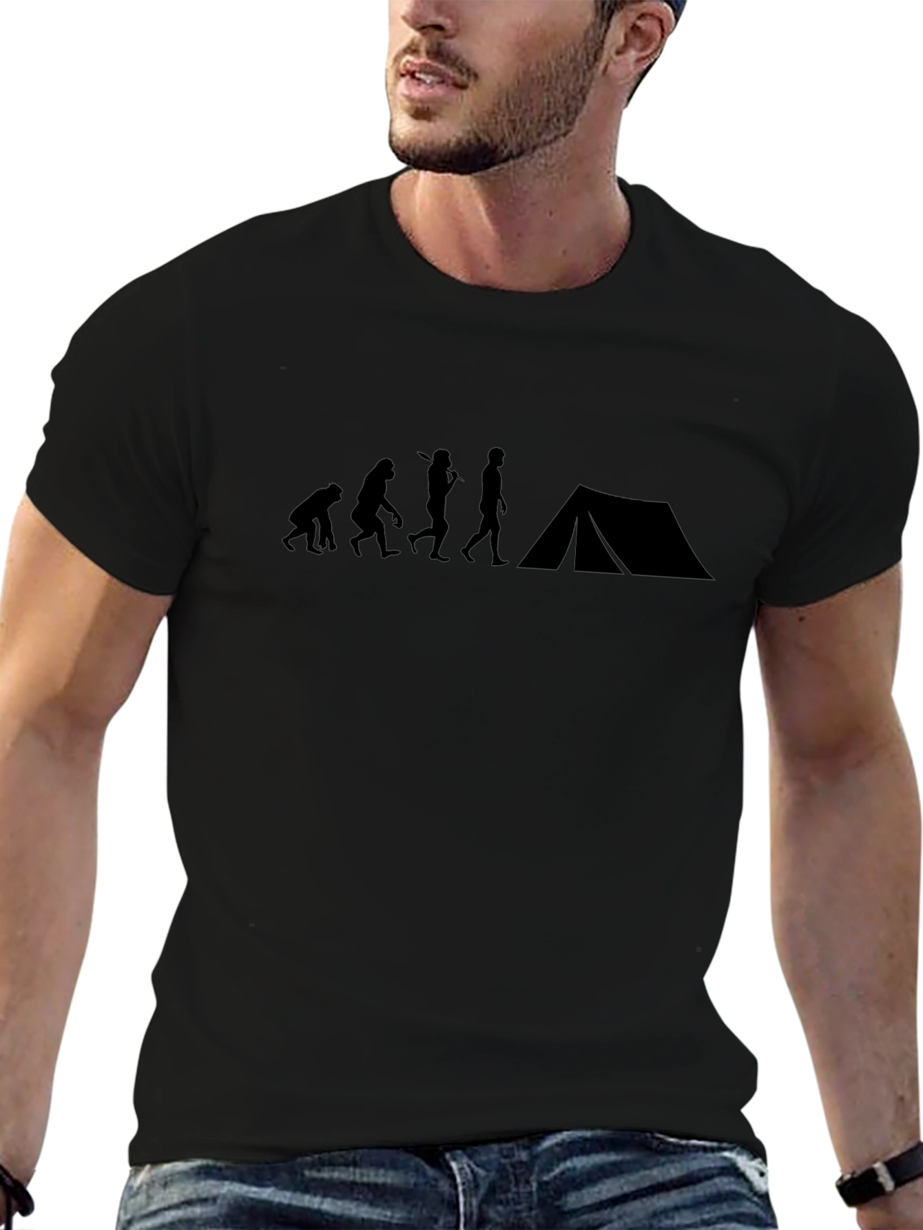 Evolution of Camping T-Shirt - Black Graphic Tee