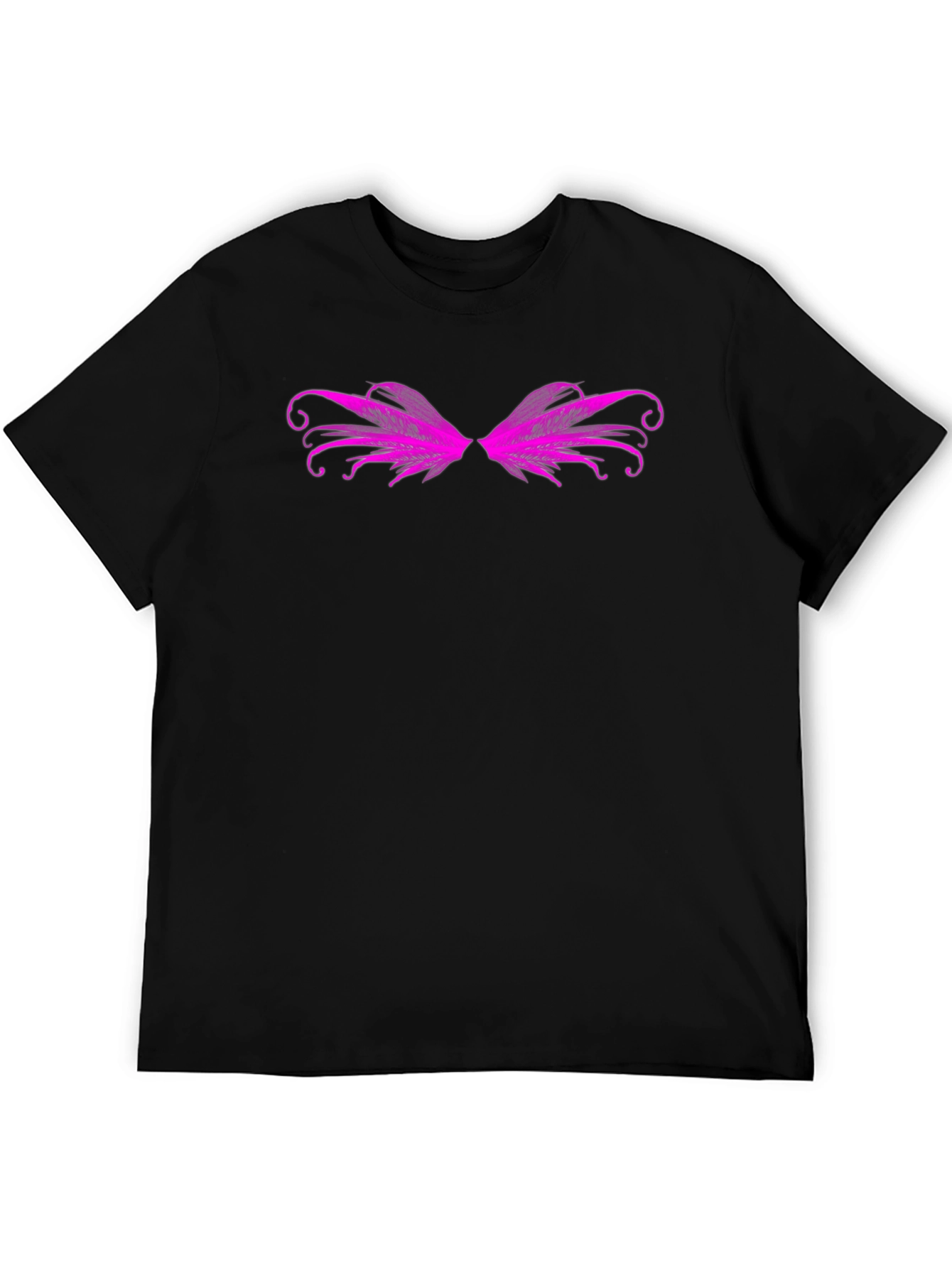 Winged Graphic Tee - Black Cotton Casual T-Shirt