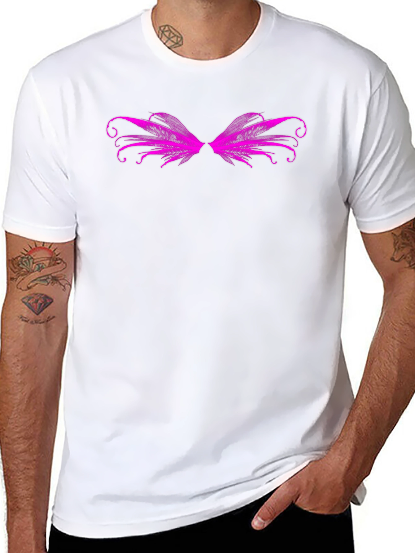 Winged Graphic Tee - Black Cotton Casual T-Shirt