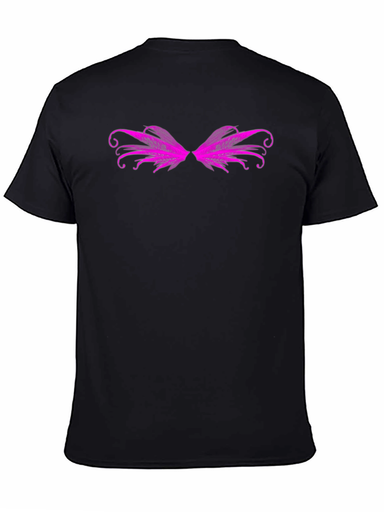 Winged Graphic Tee - Black Cotton Casual T-Shirt